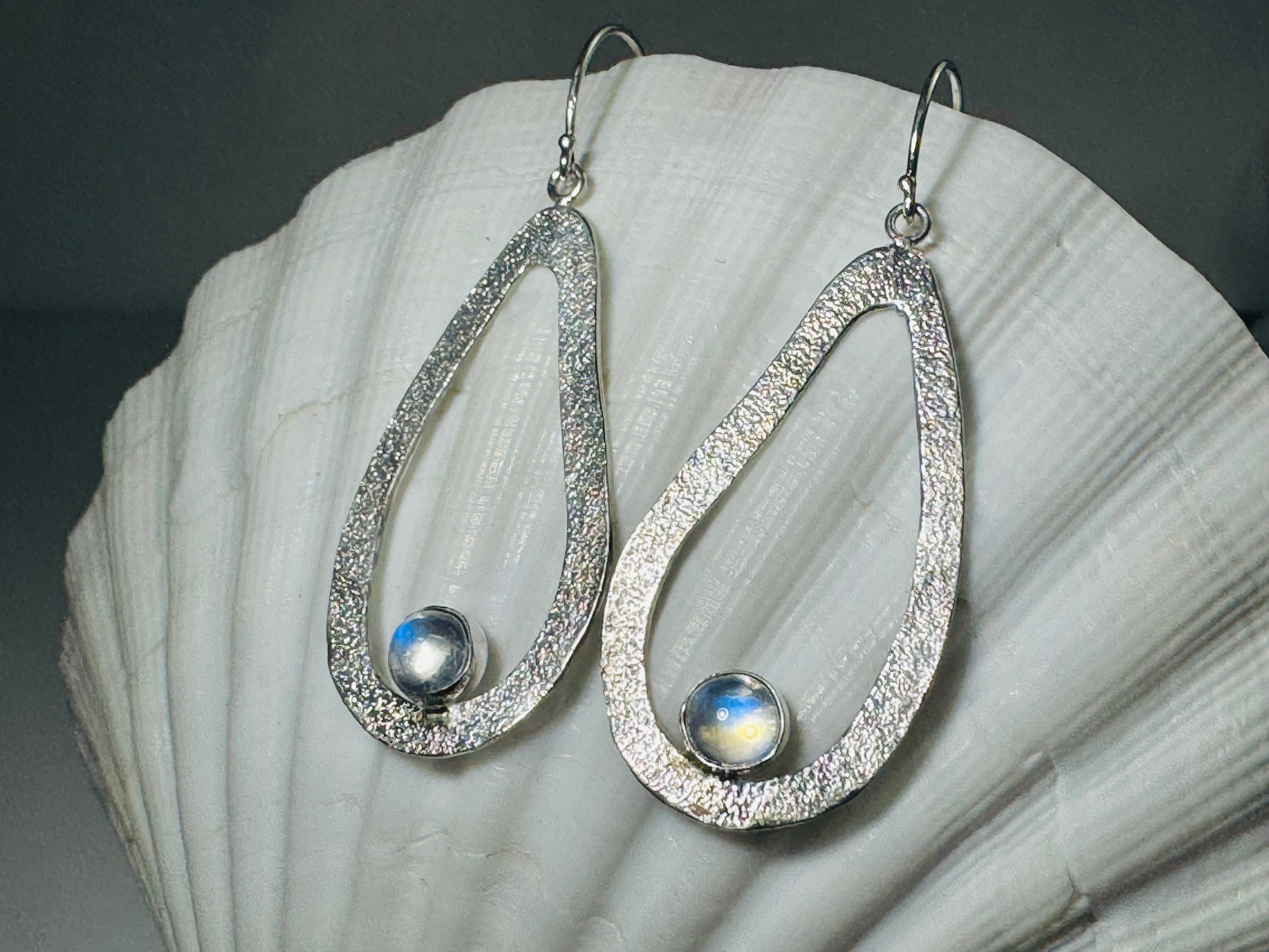 Moonstone Textured Pear Shape Dangles