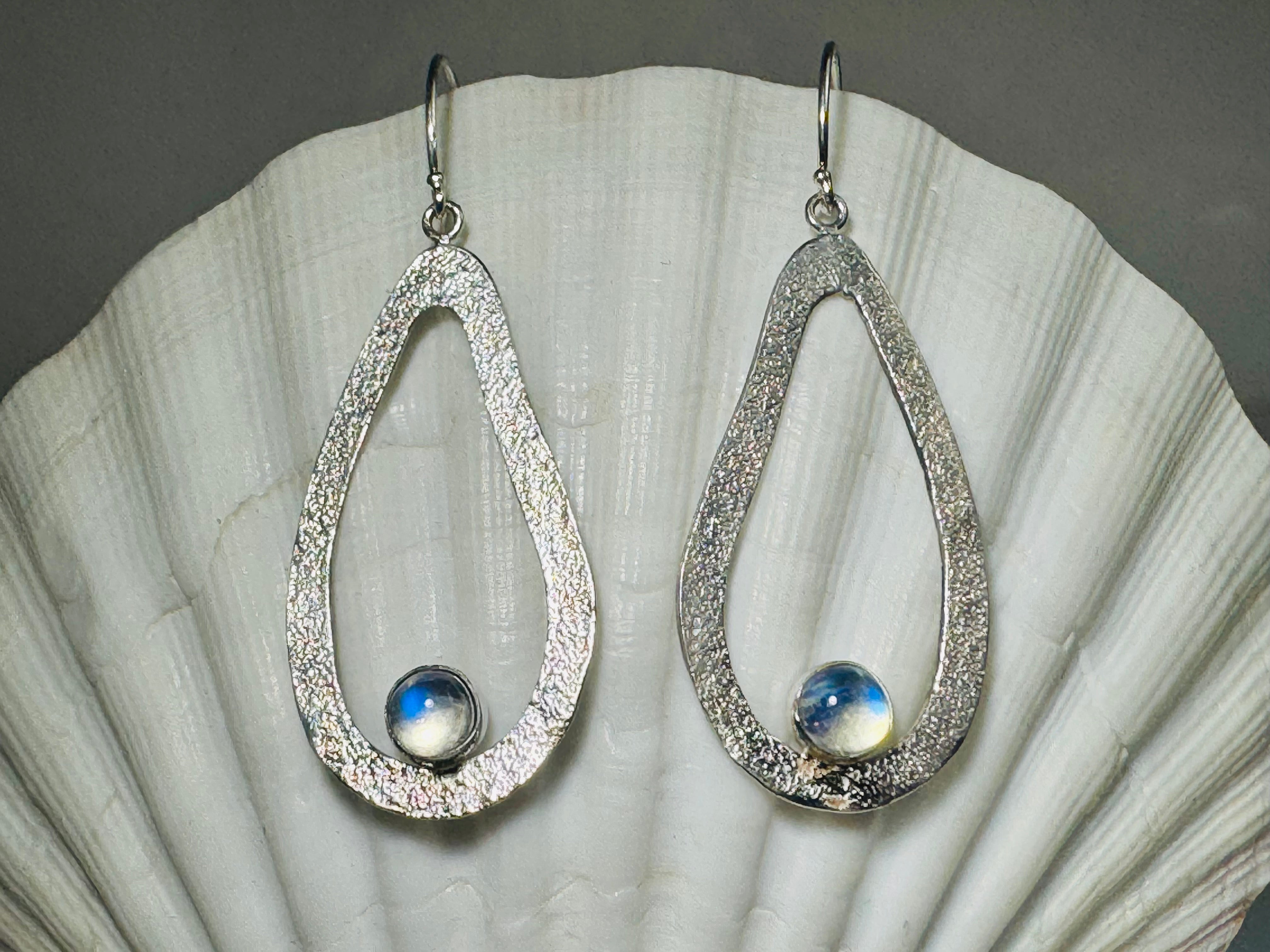 Moonstone Textured Pear Shape Dangles