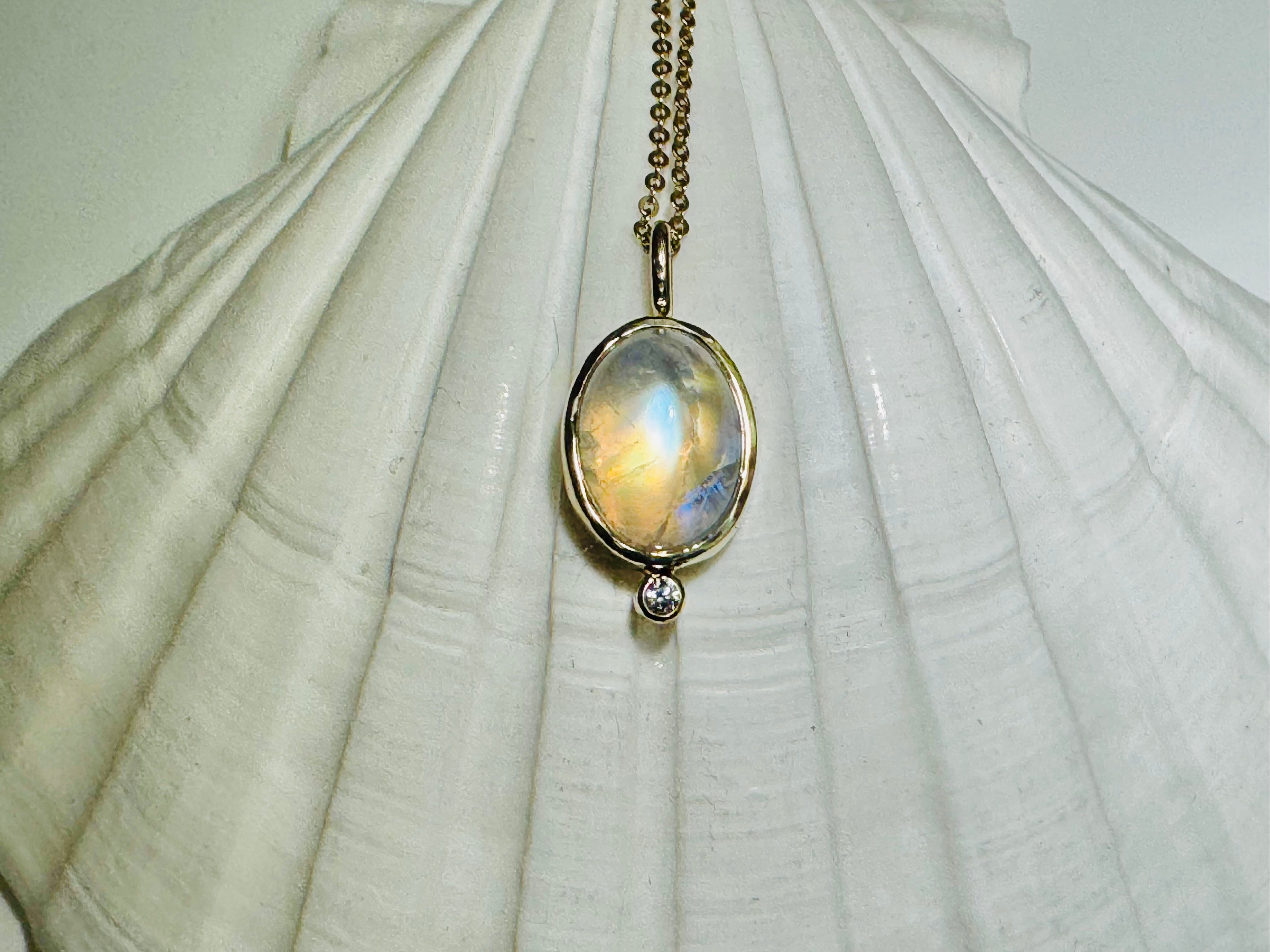 Moonstone Diamond Gold Pendant