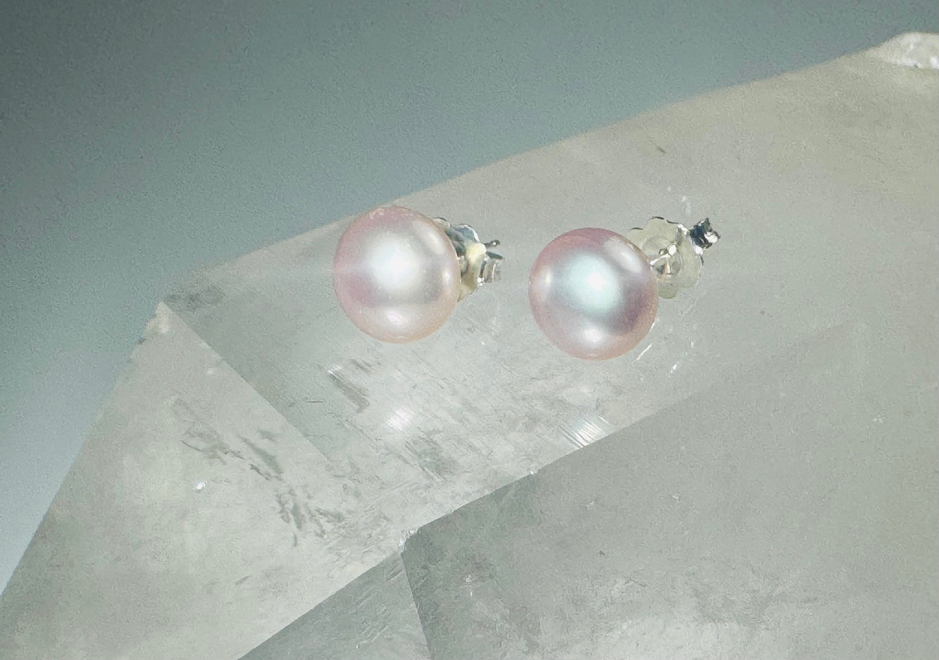 Pink Pearl 7mm Sterling Studs