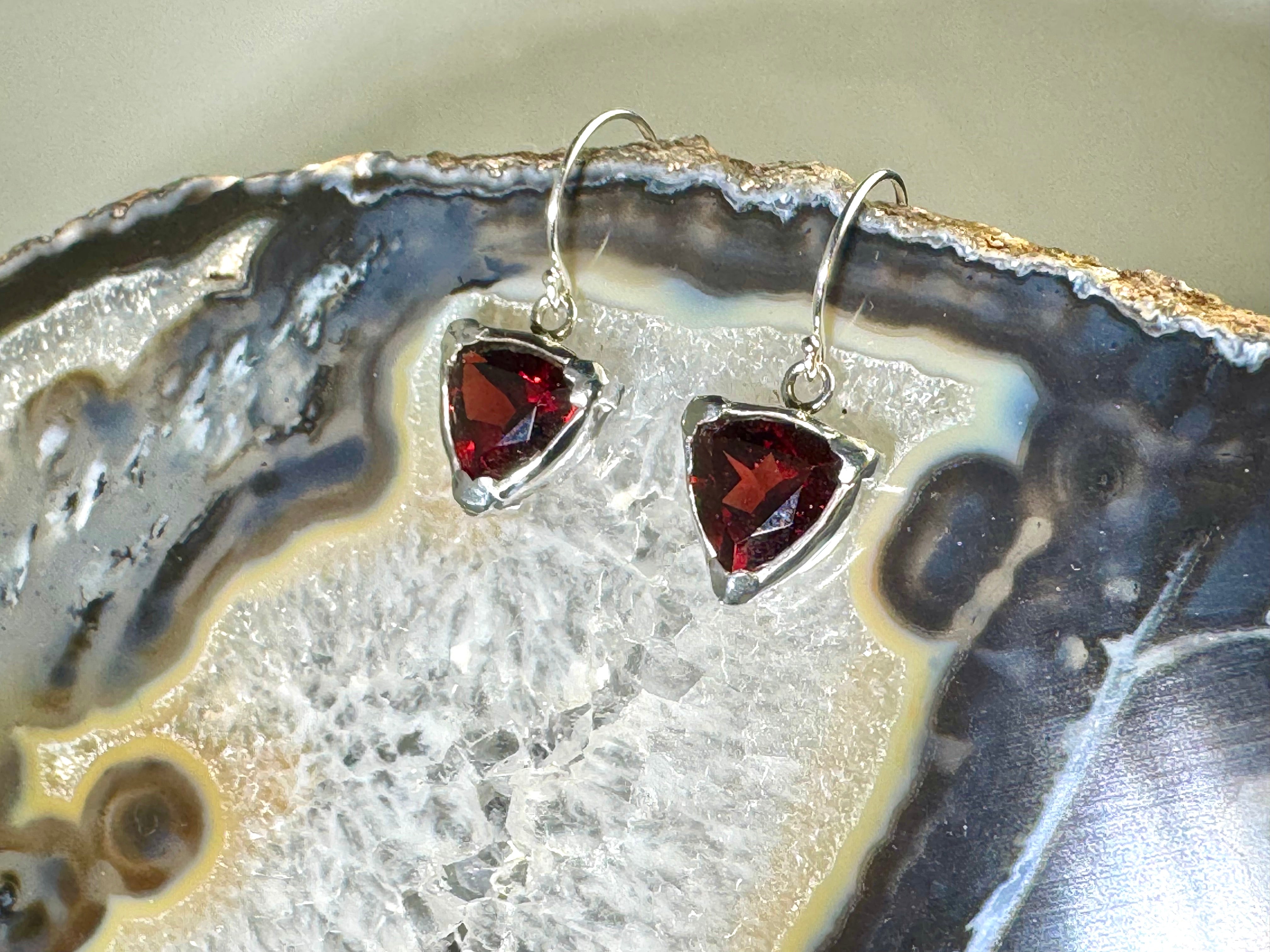 Garnet Trillion 11m Sterling Dangles