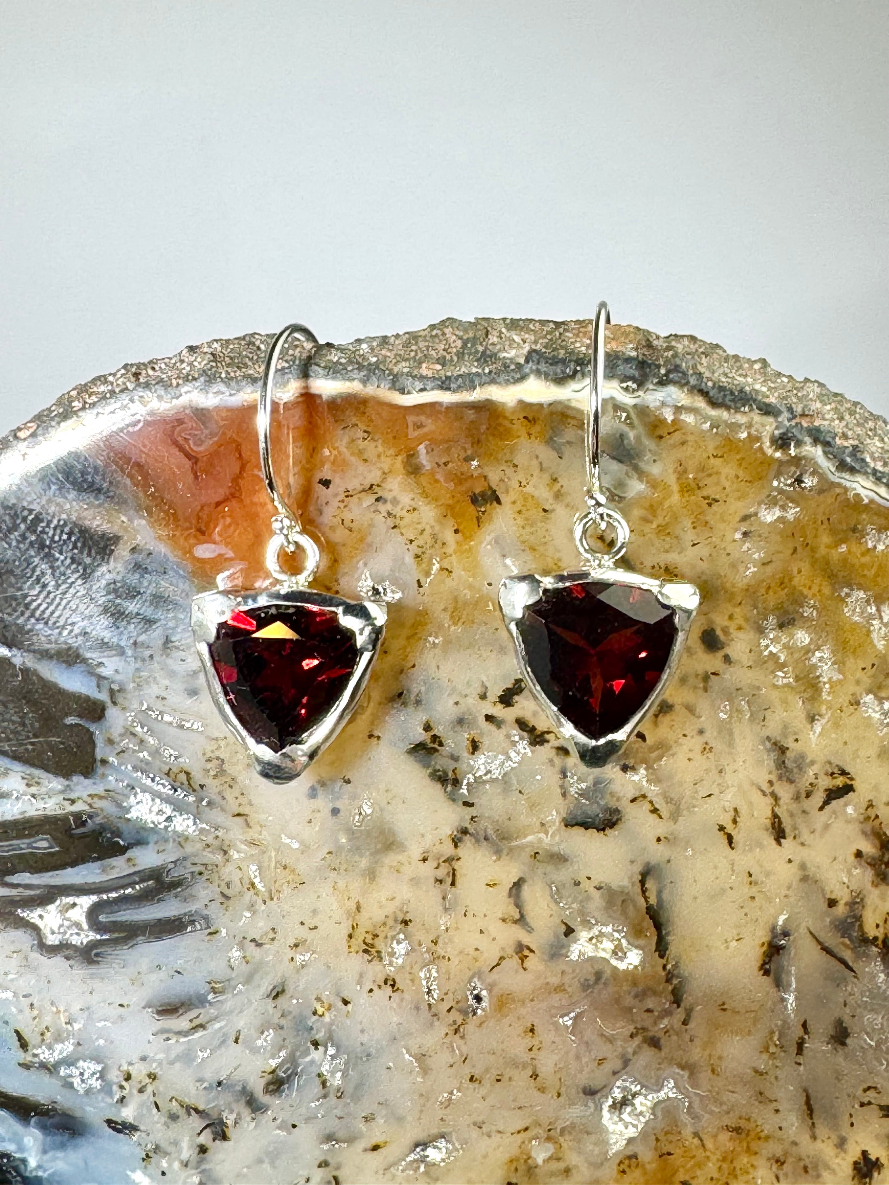 Garnet Trillion 11m Sterling Dangles