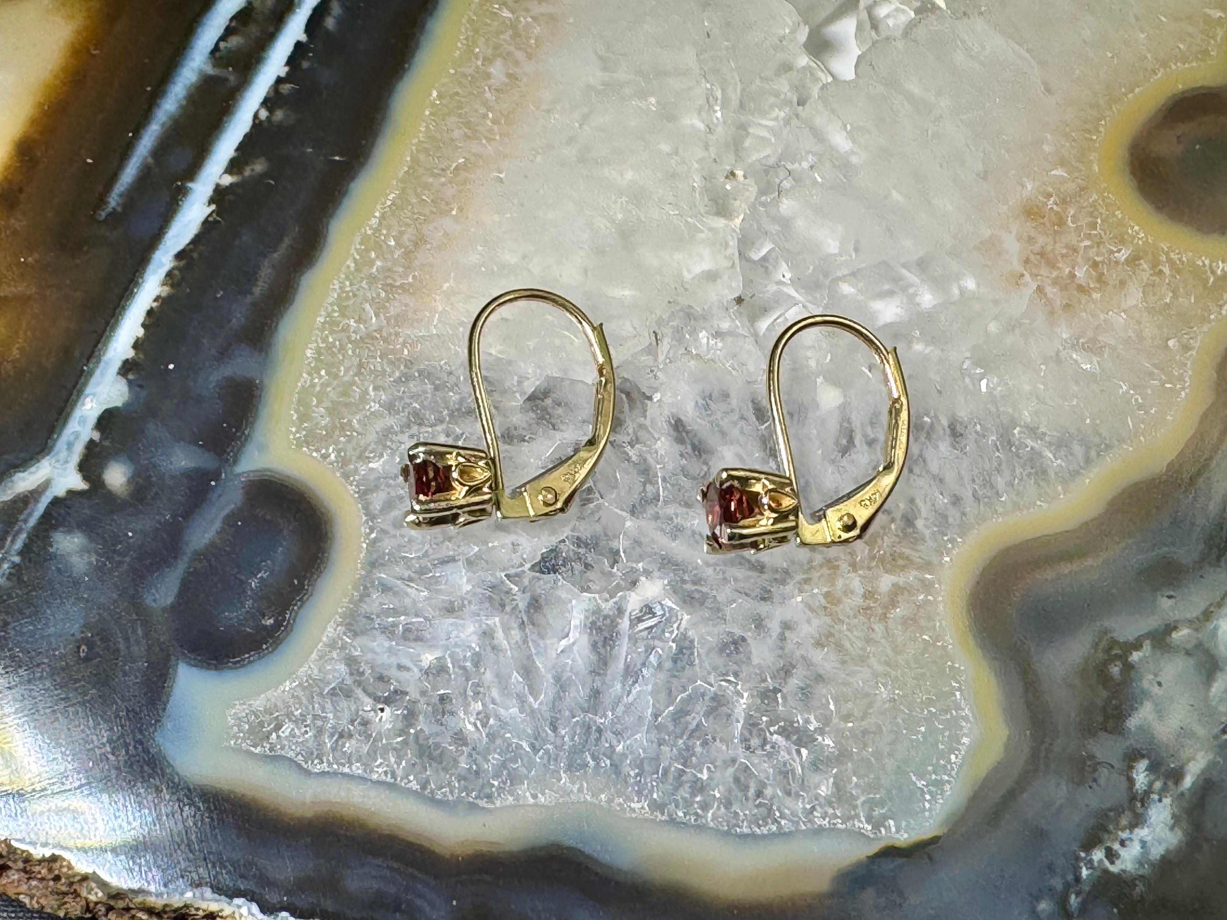 Garnet 14k Lever-back Earrings