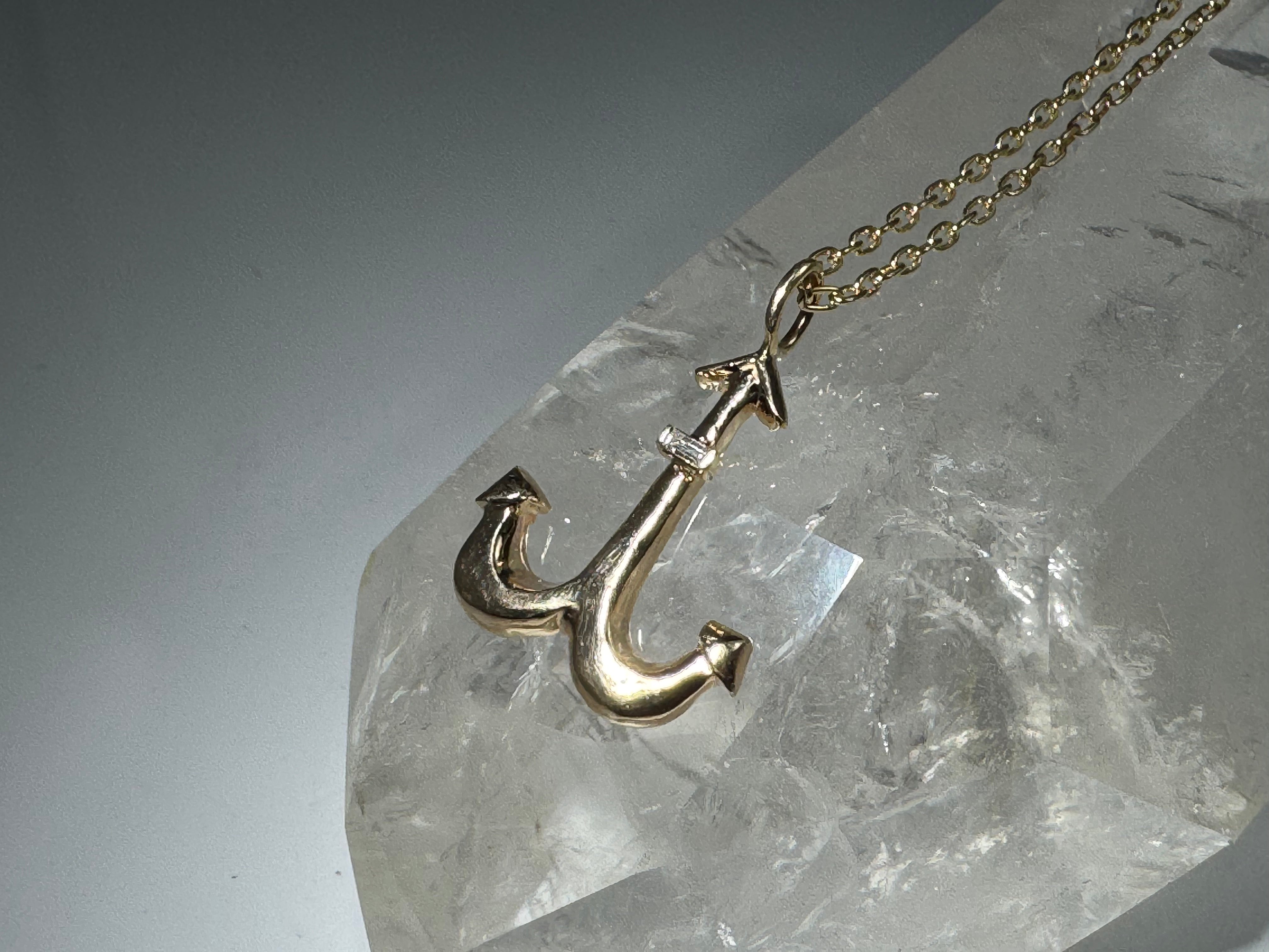 Diamond Anchor 14k Pendant
