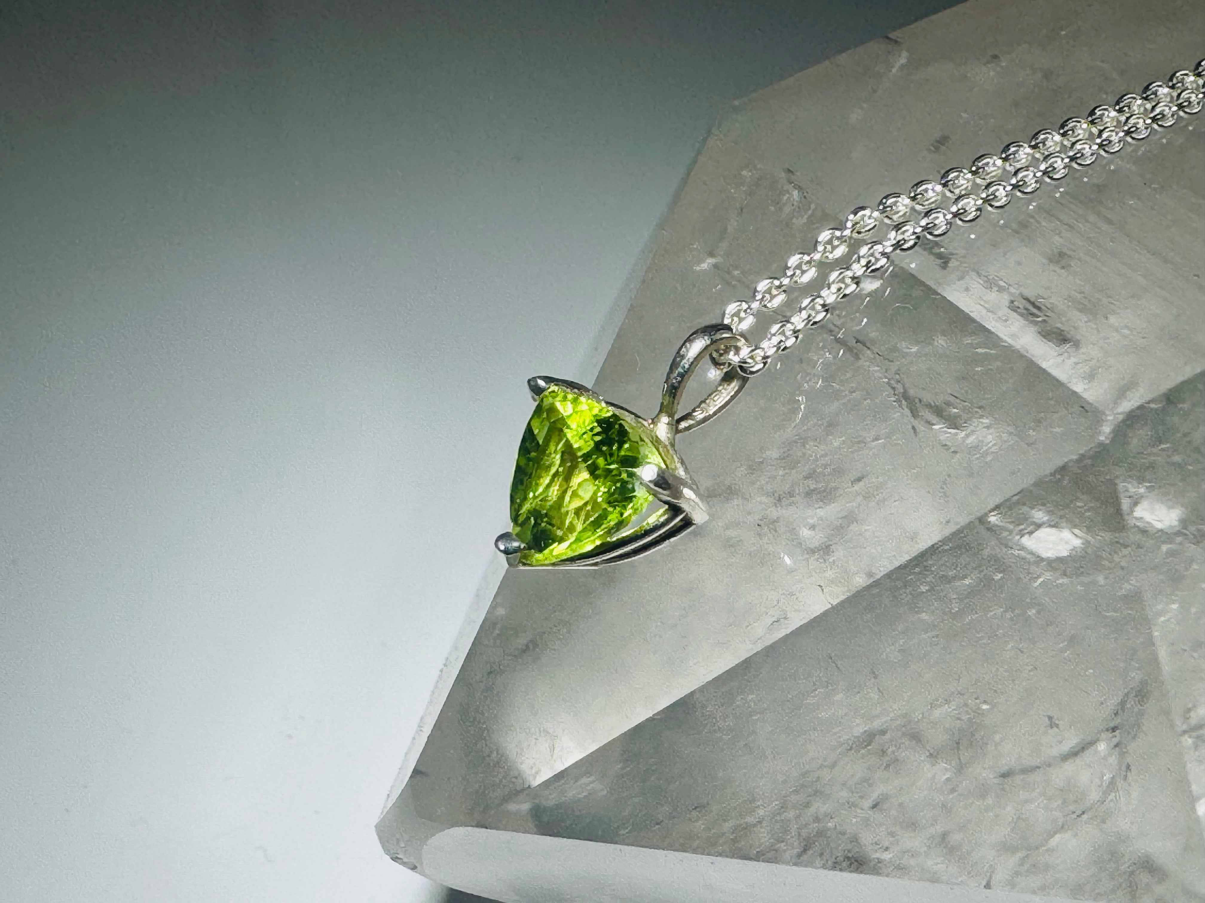 Peridot Trillion Sterling Pendant