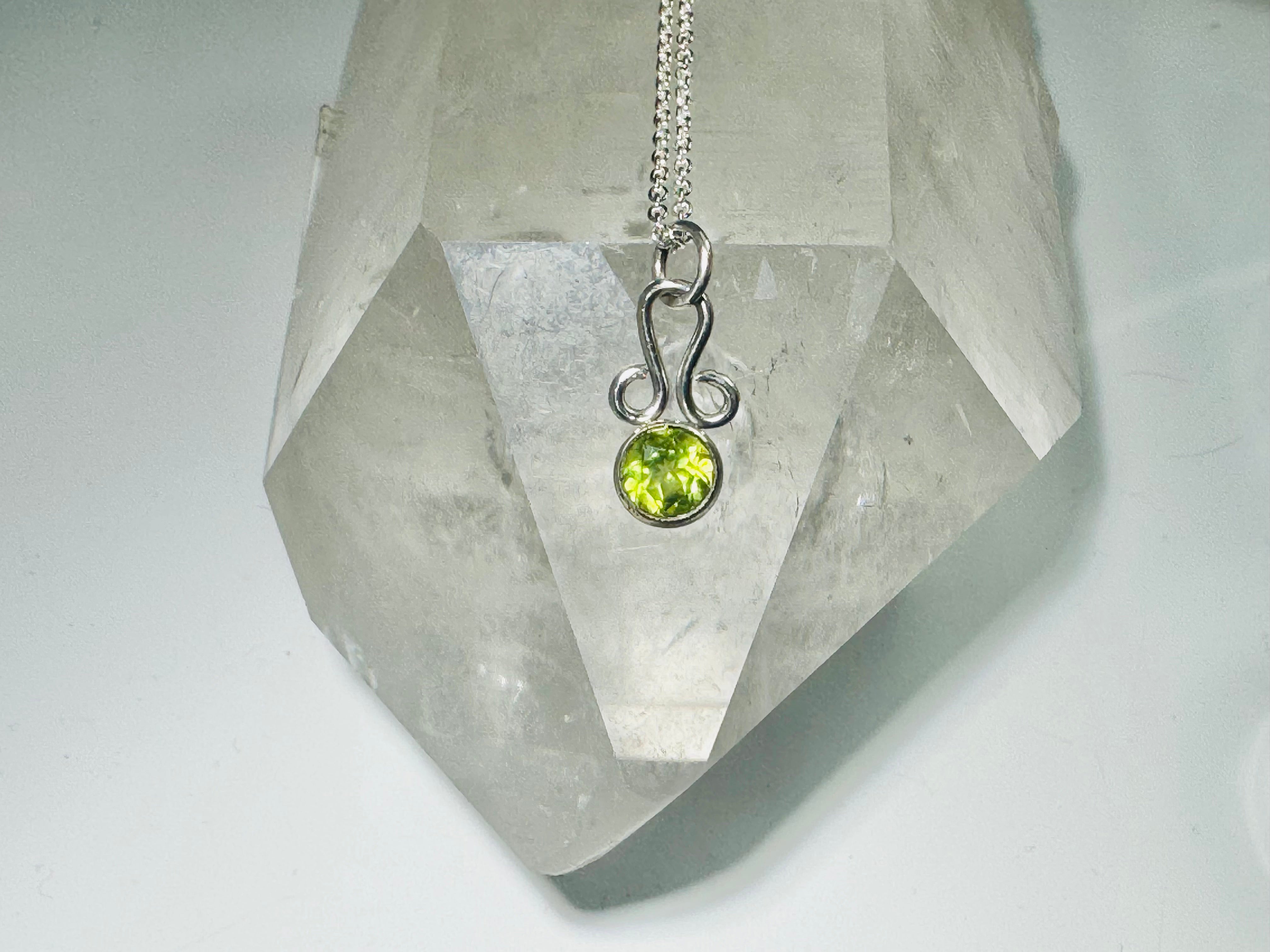 Peridot Swirl Sterling Pendant
