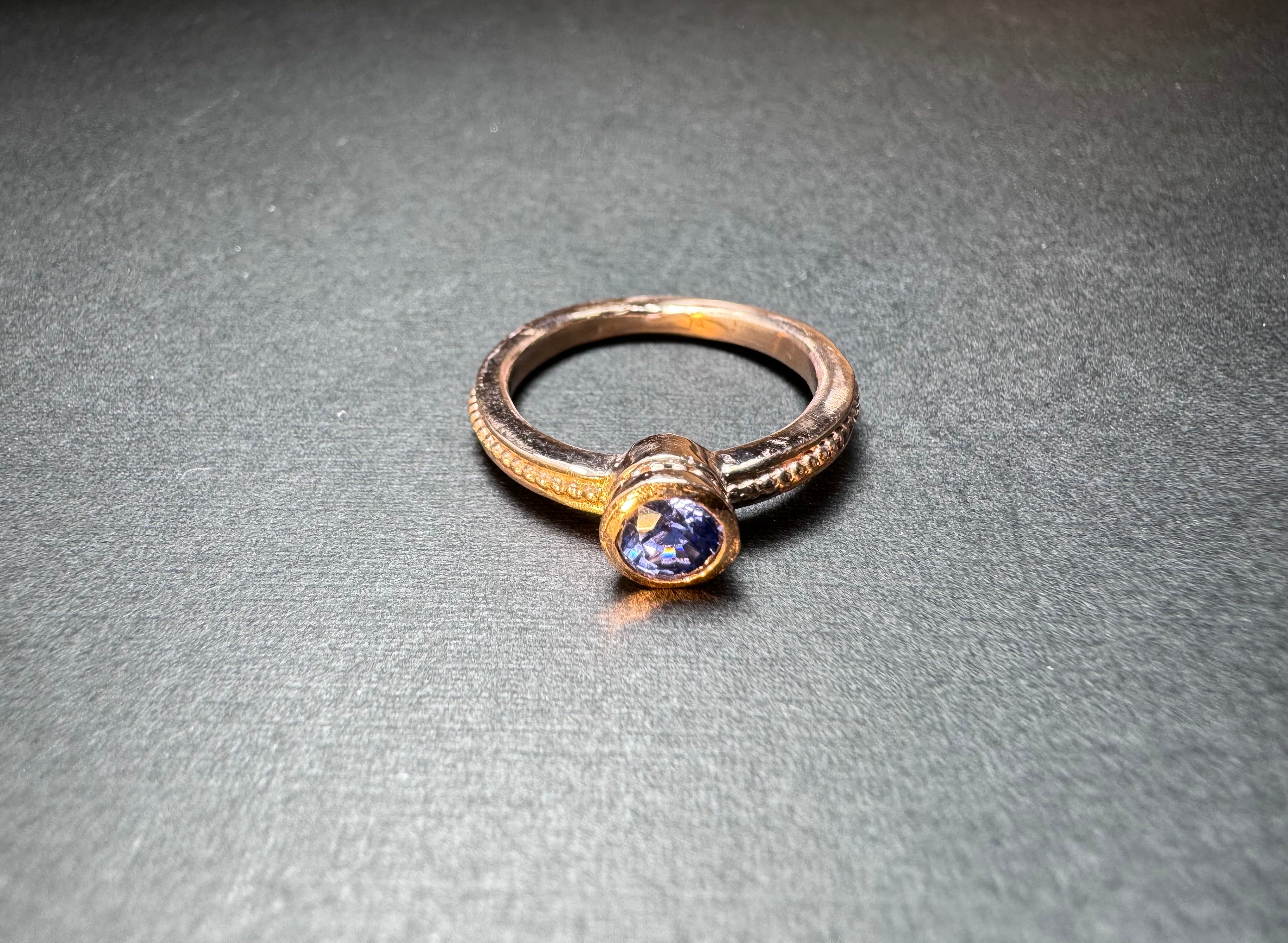 Sapphire Rose Gold Beaded Ring