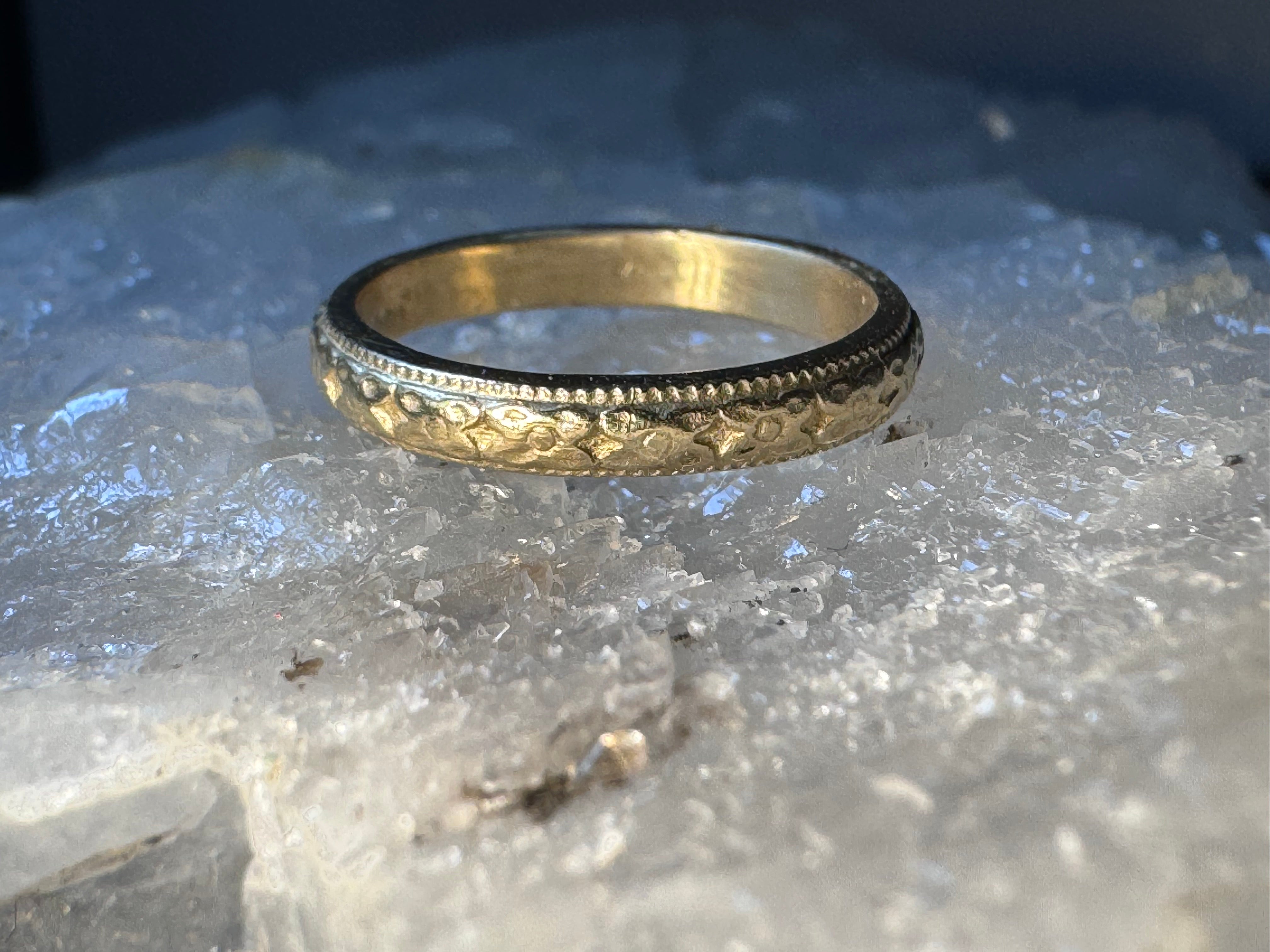Engraved 14k Yellow Gold Band