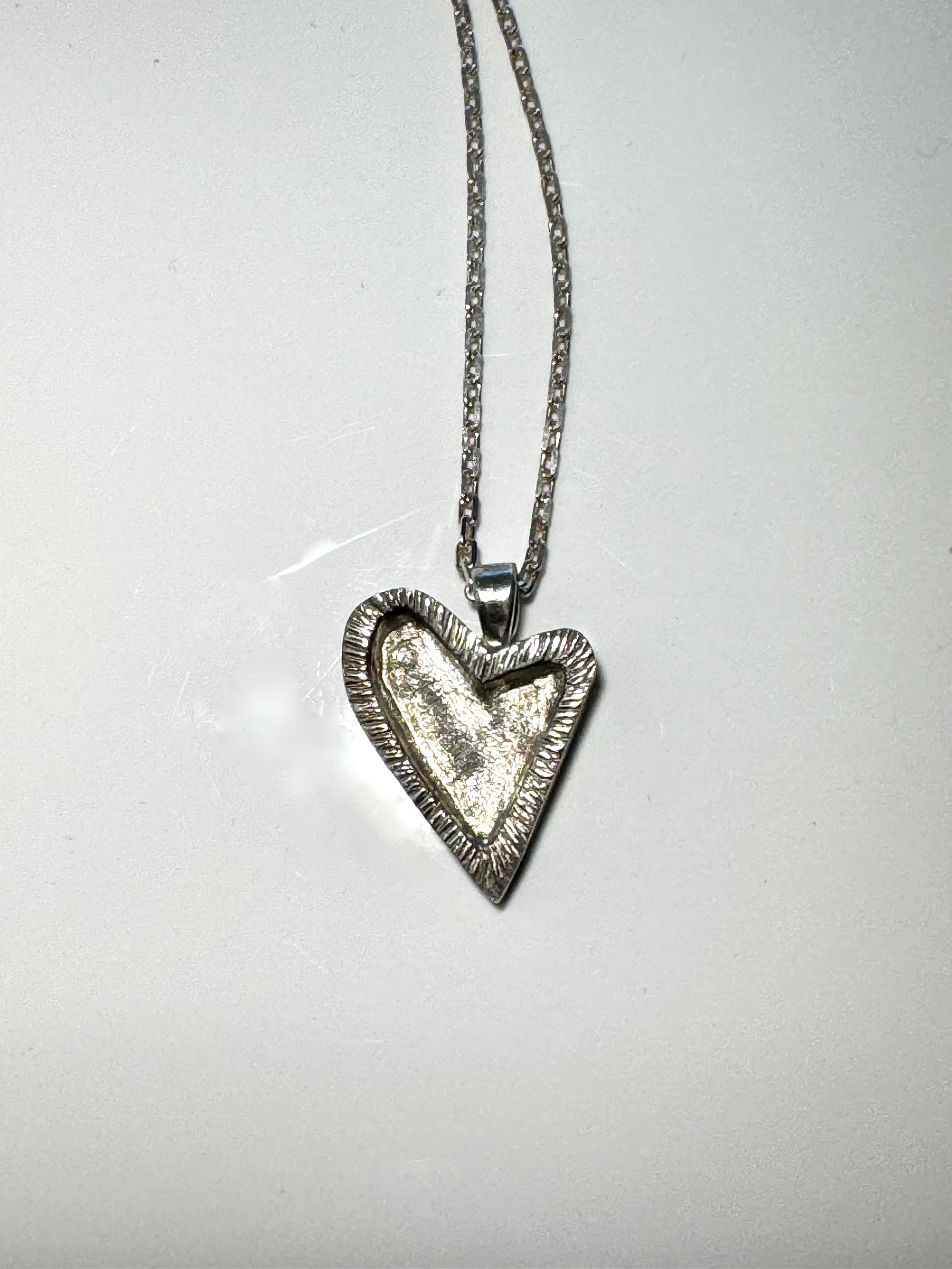 Heart Off Set Sterling Silver Pendant