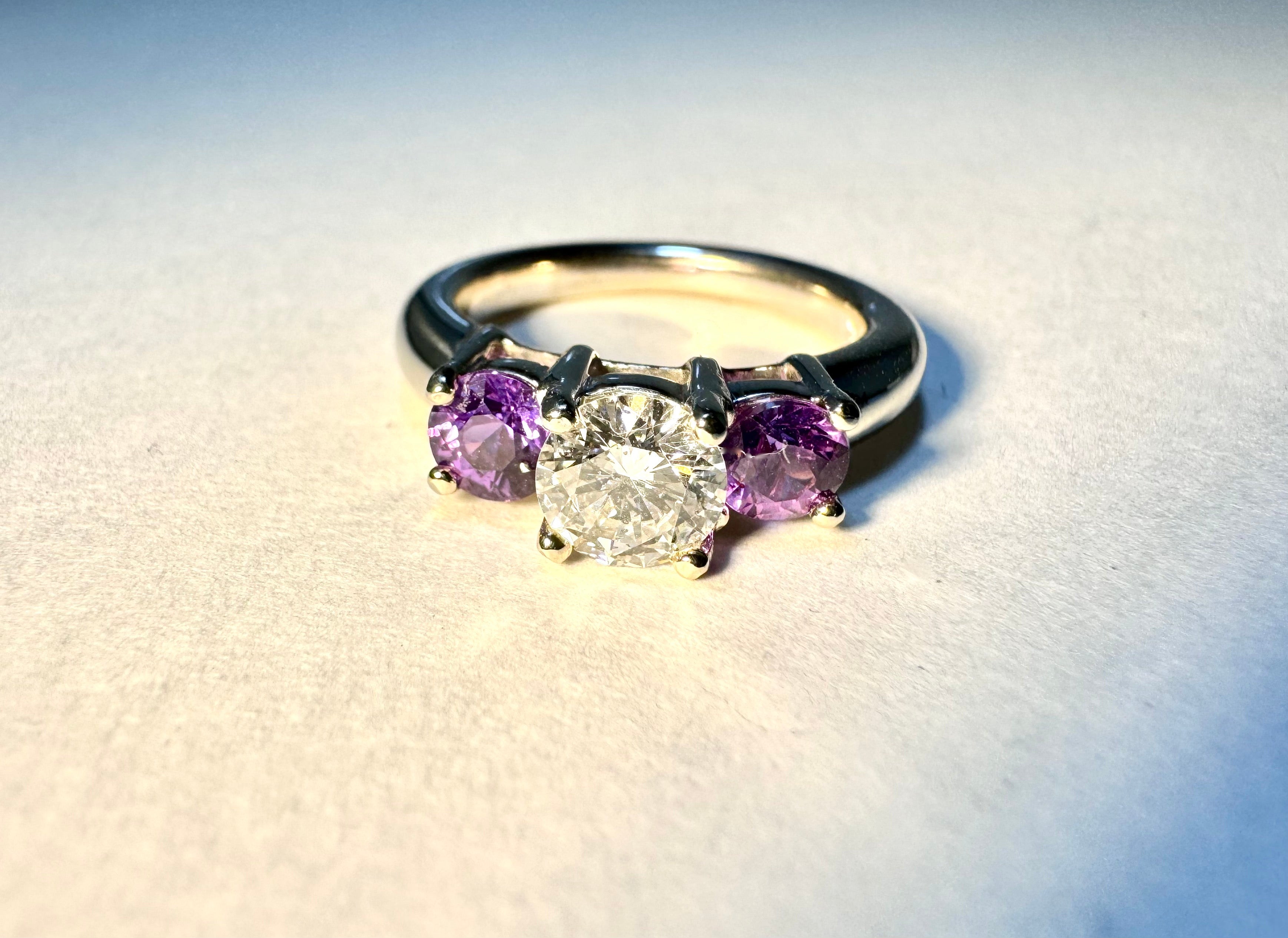 Purple Sapphire Diamond White Gold Ring