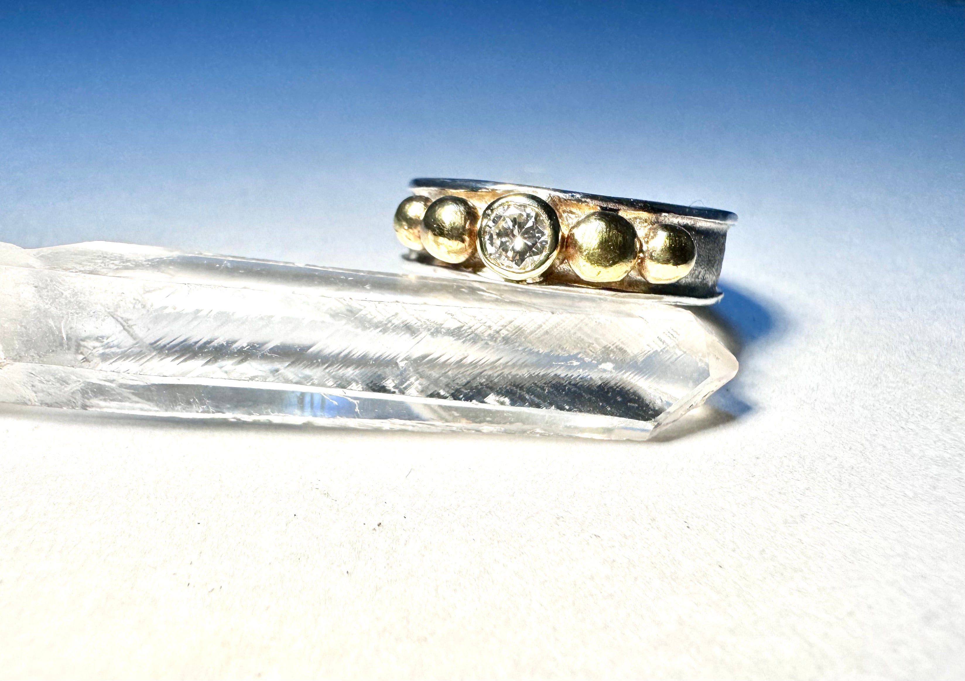 Diamond 24k Bead Ring