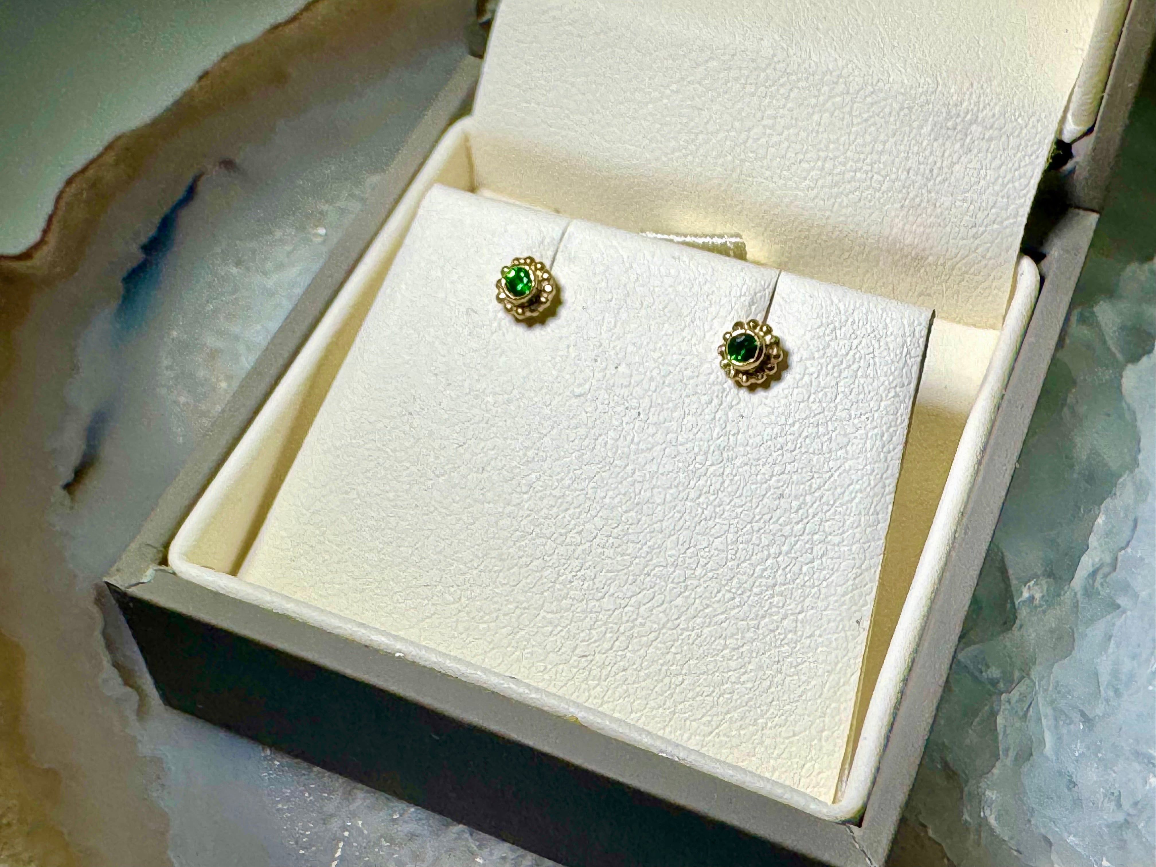 Tsavorite Garnet Beaded Studs