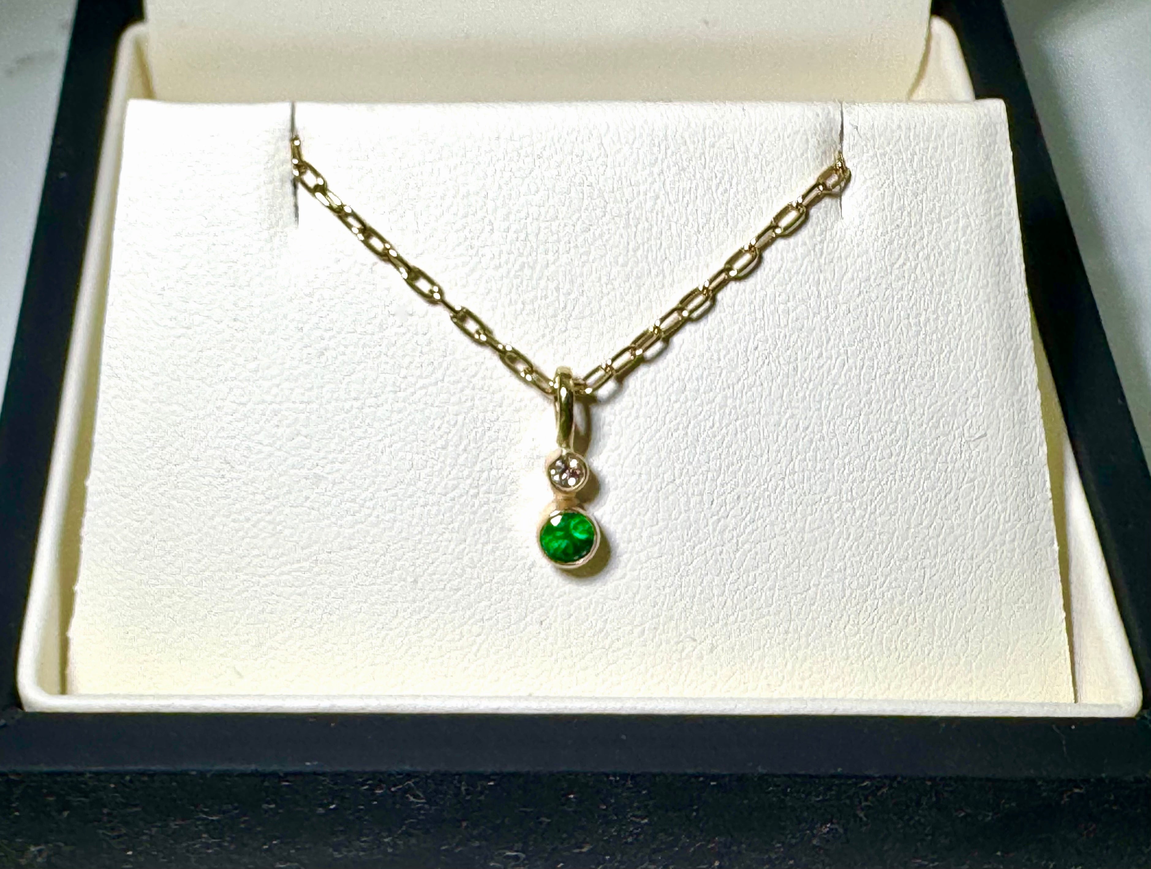 Emerald & Diamond 14k Pendant