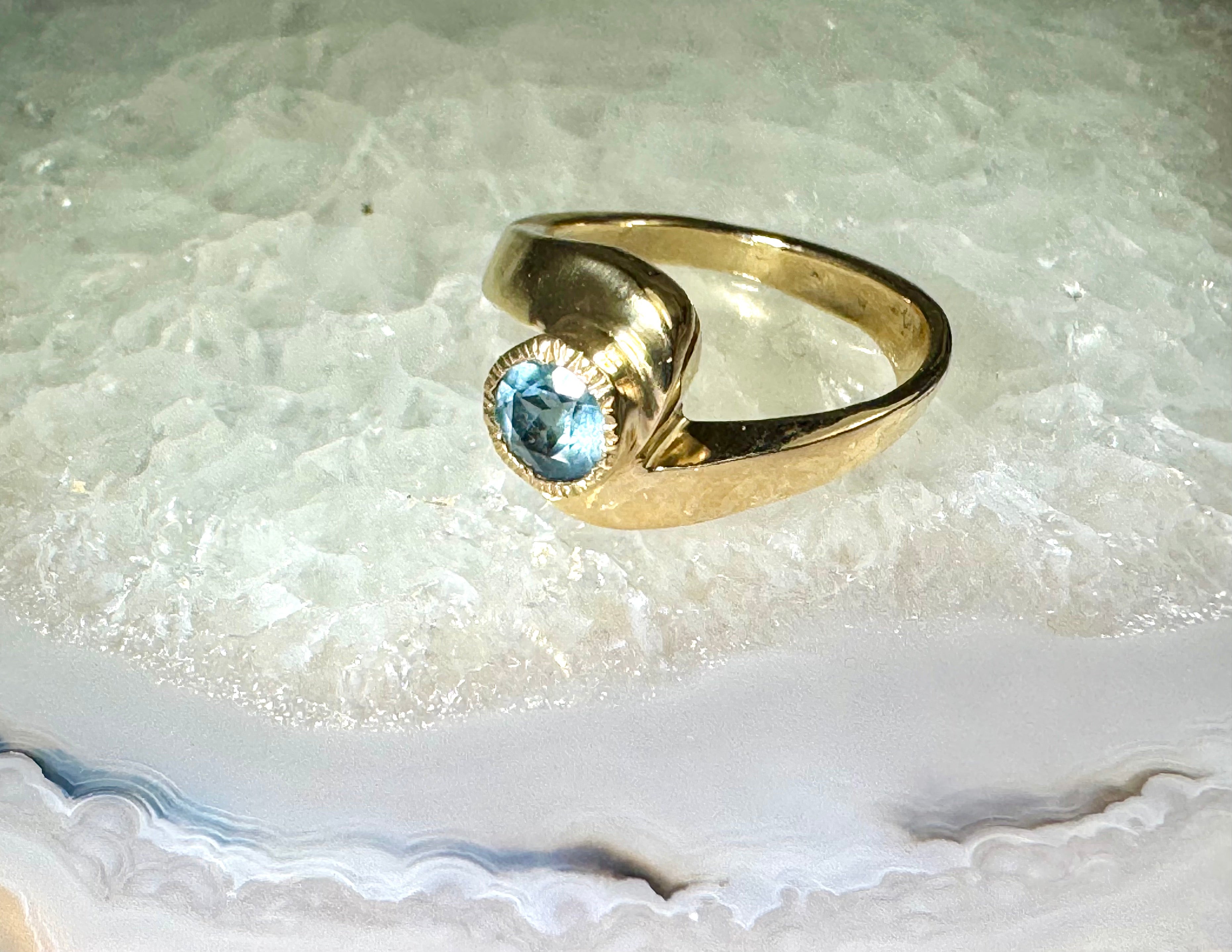 Aquamarine Bypass 14k Ring