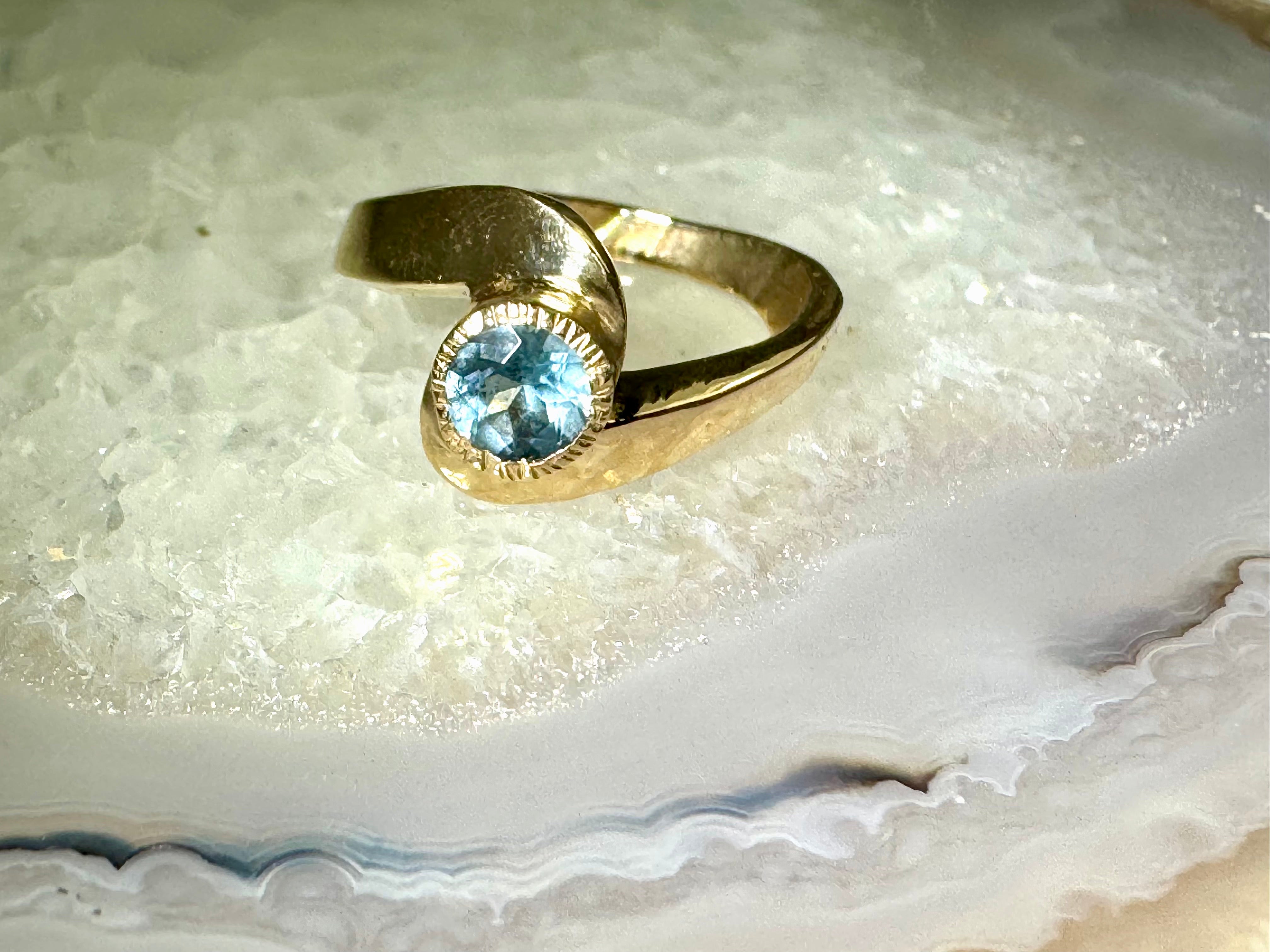 Aquamarine Bypass 14k Ring