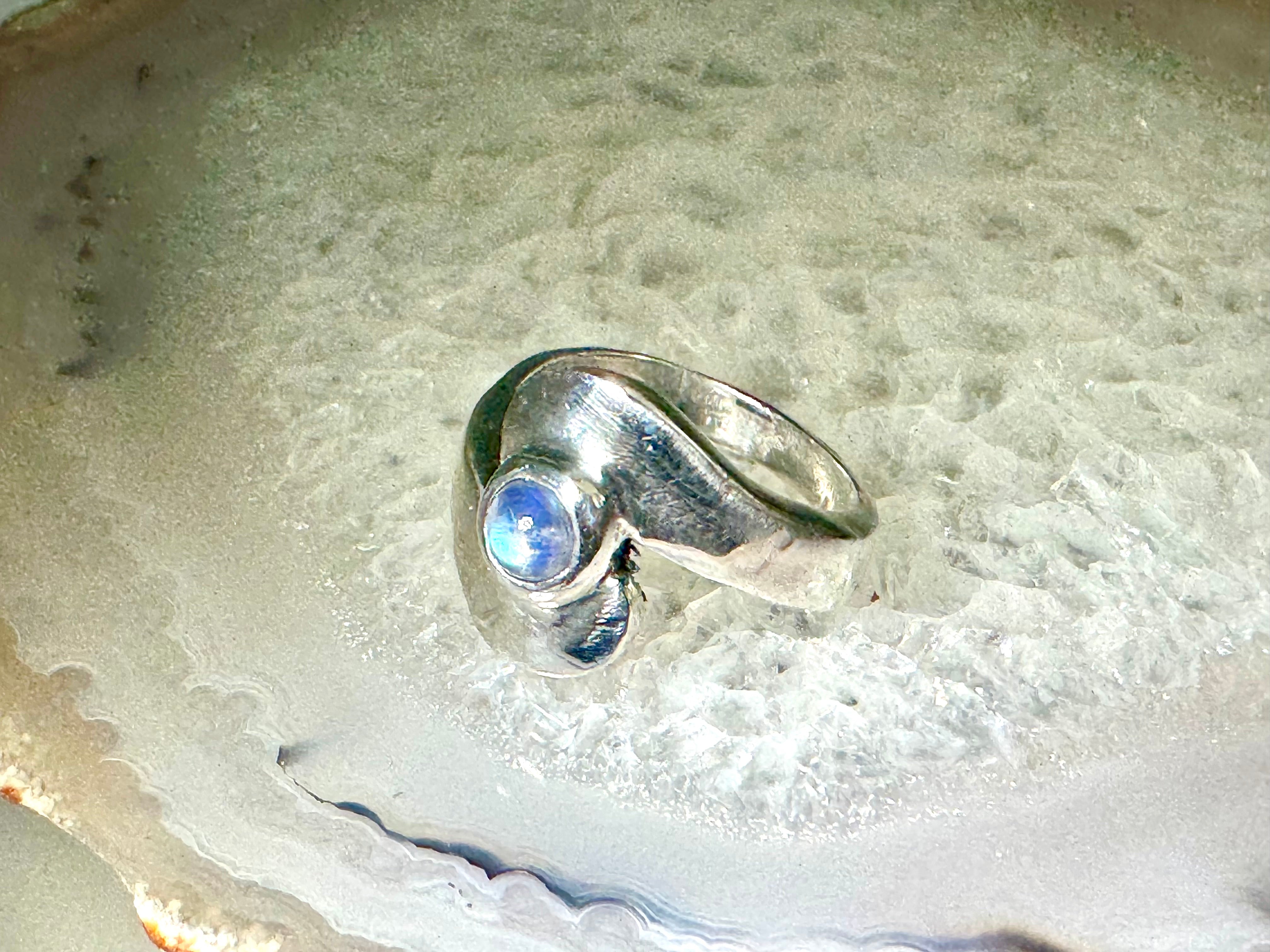 Moonstone Bypass Sterling Ring