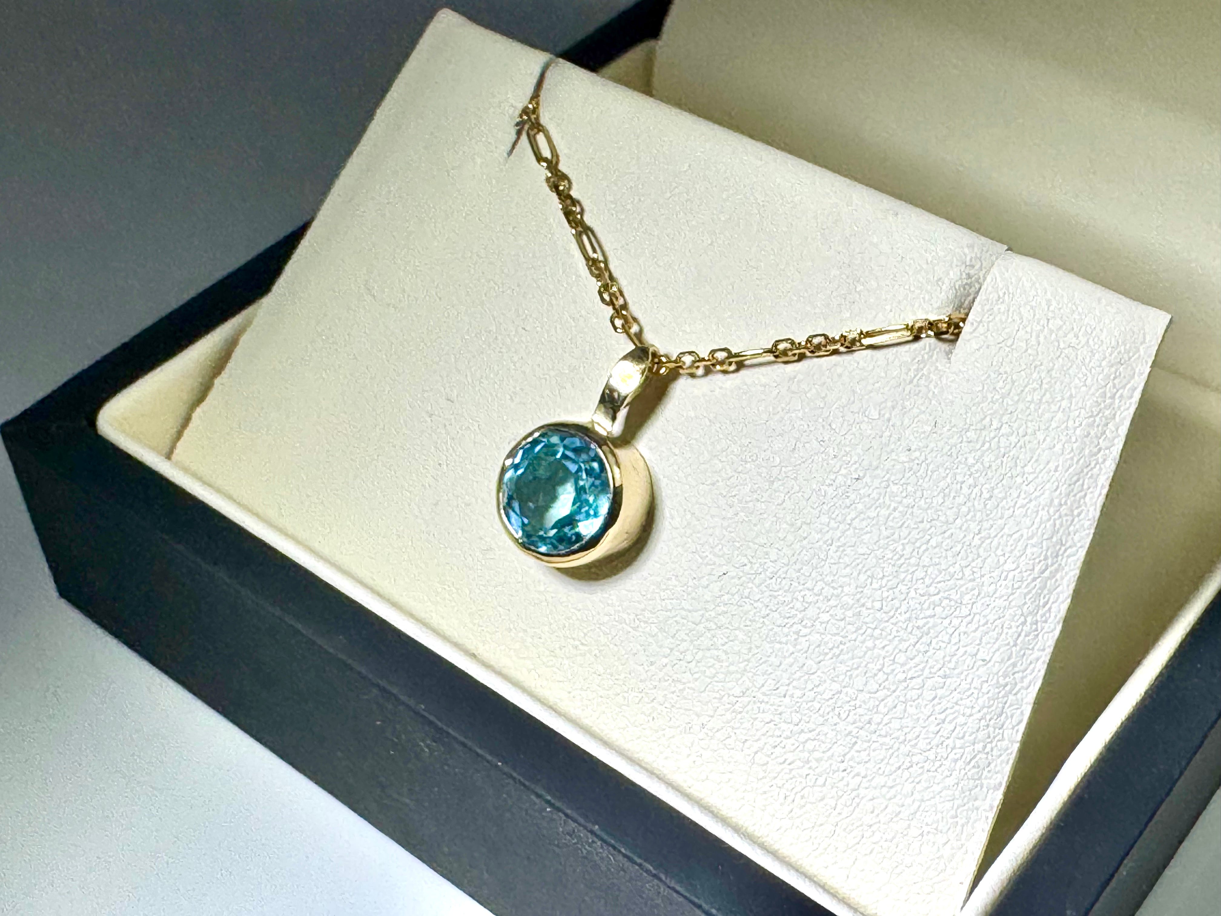 Blue Topaz 14k Pendant