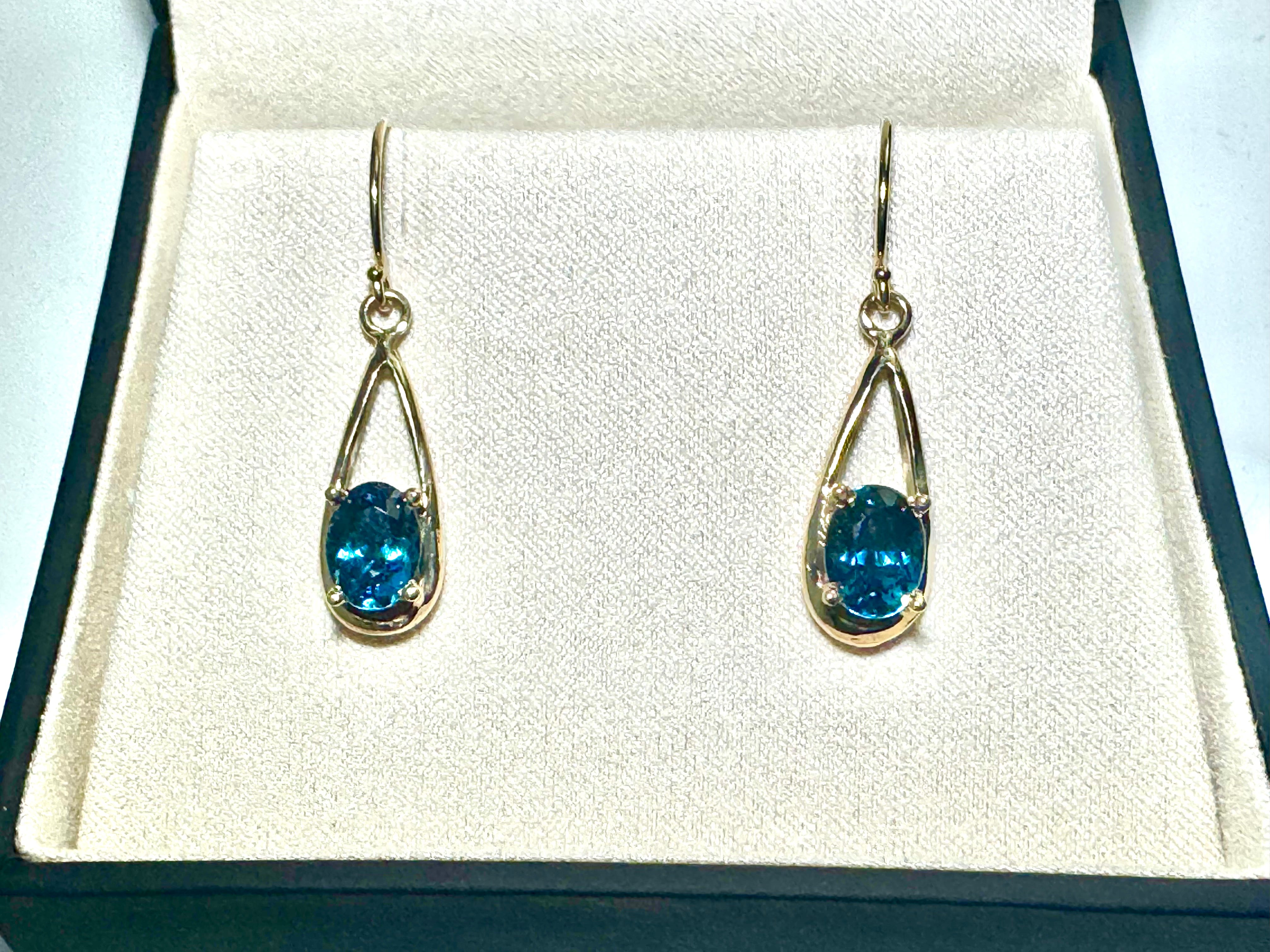 Indicolite Tourmaline (Newry Maine) 14k Dangles