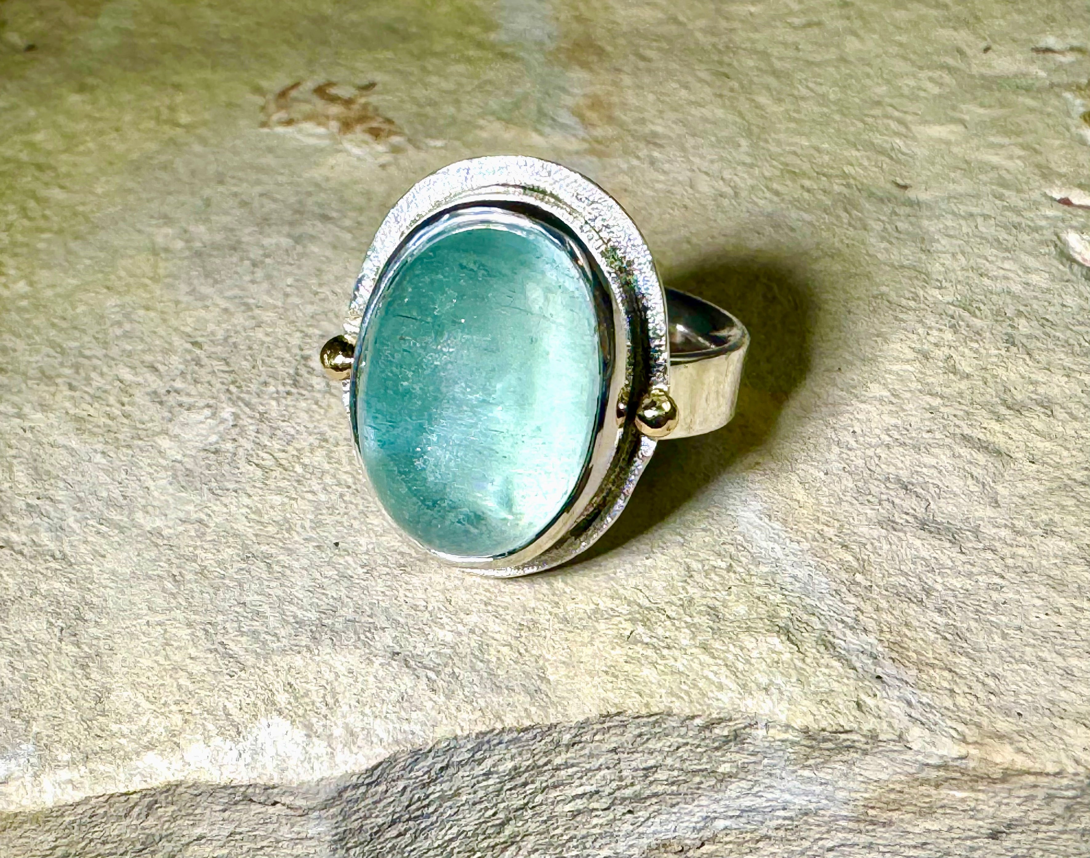 Aquamarine Sterling & 18k Ring