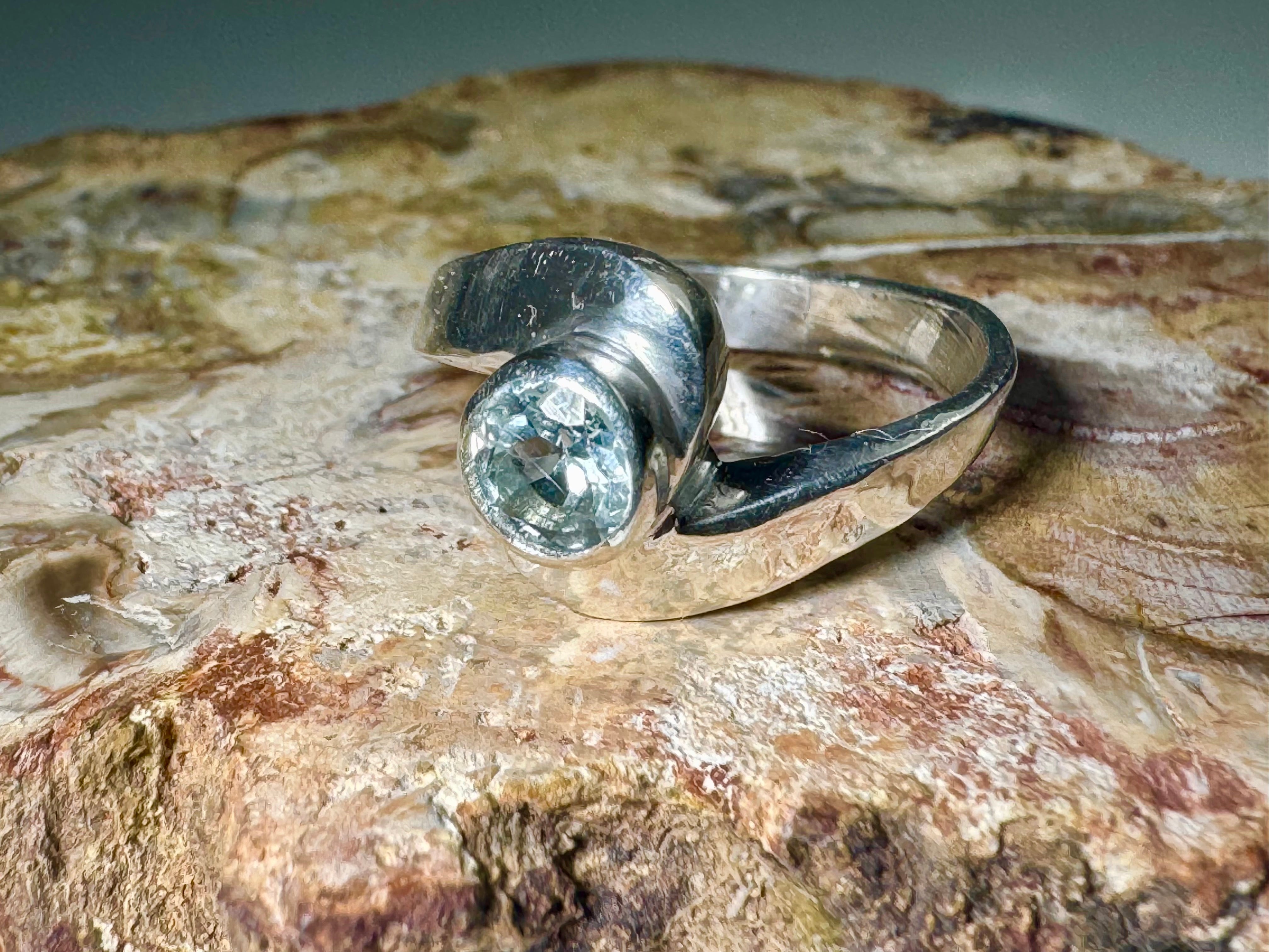 Aquamarine Bypass Sterling Ring