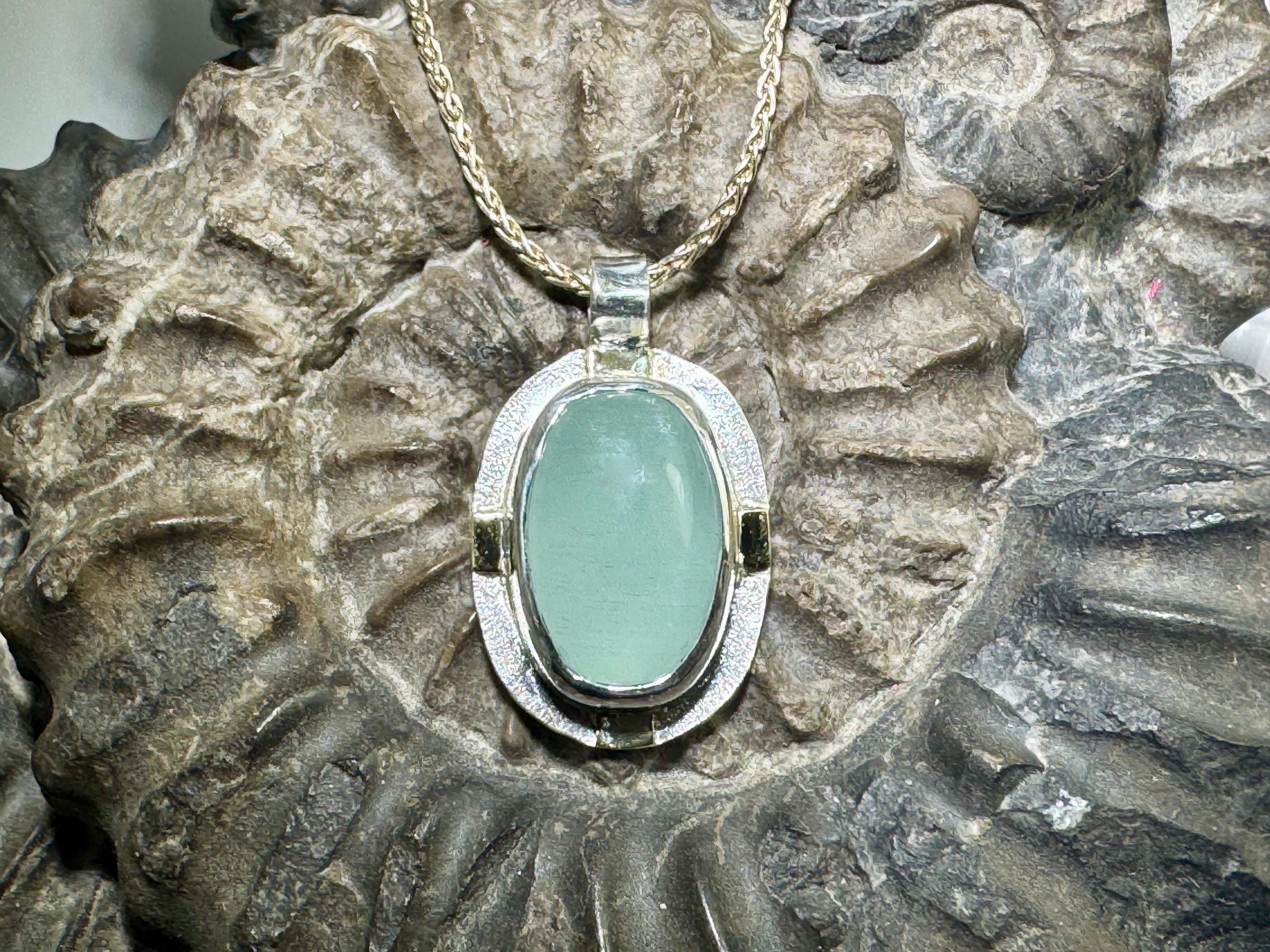 Aquamarine Sterling & 18k Pendant