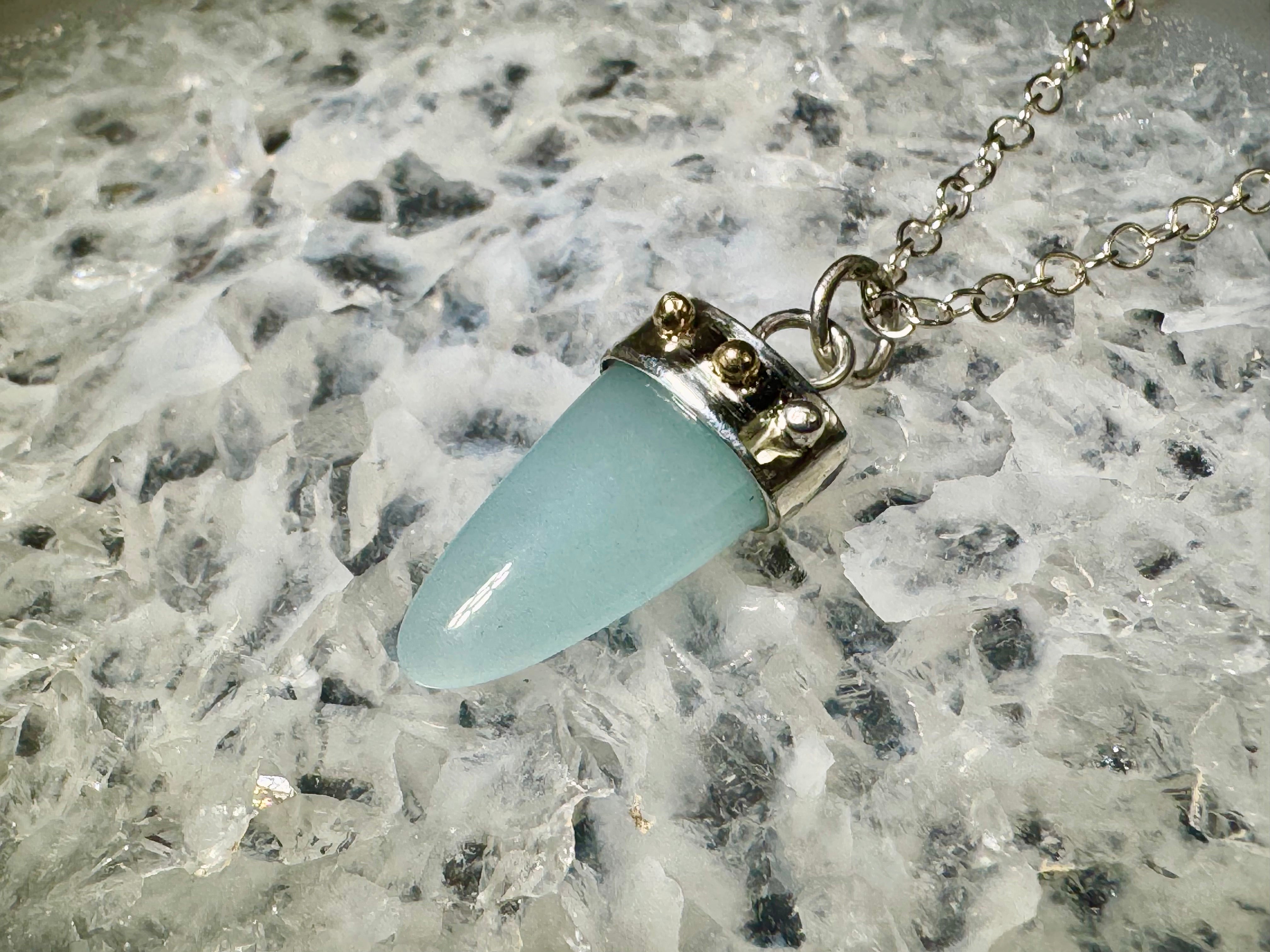 Aquamarine Tongue Two Tone Pendant