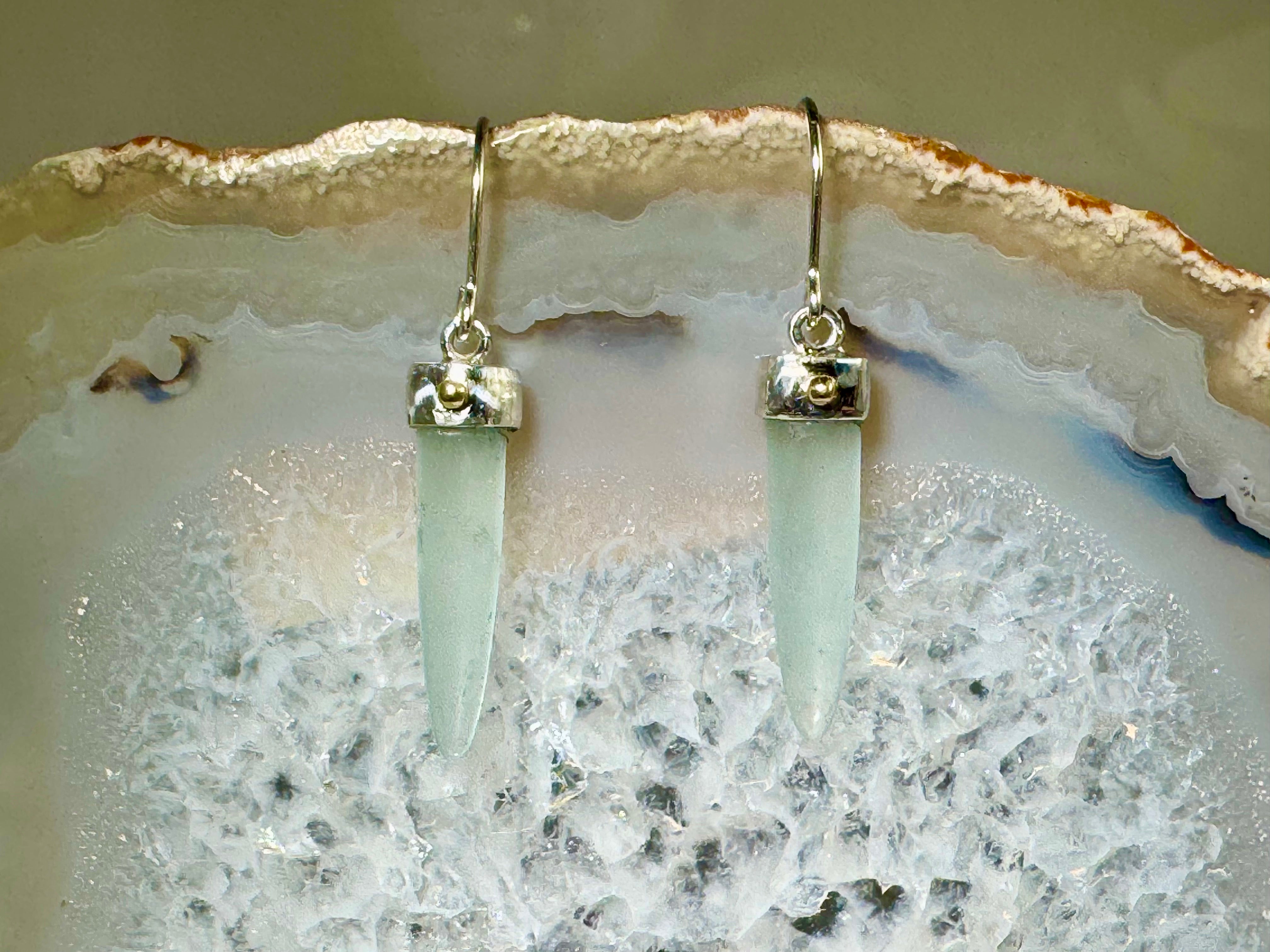 Aquamarine Tongue Two Tone Earrings