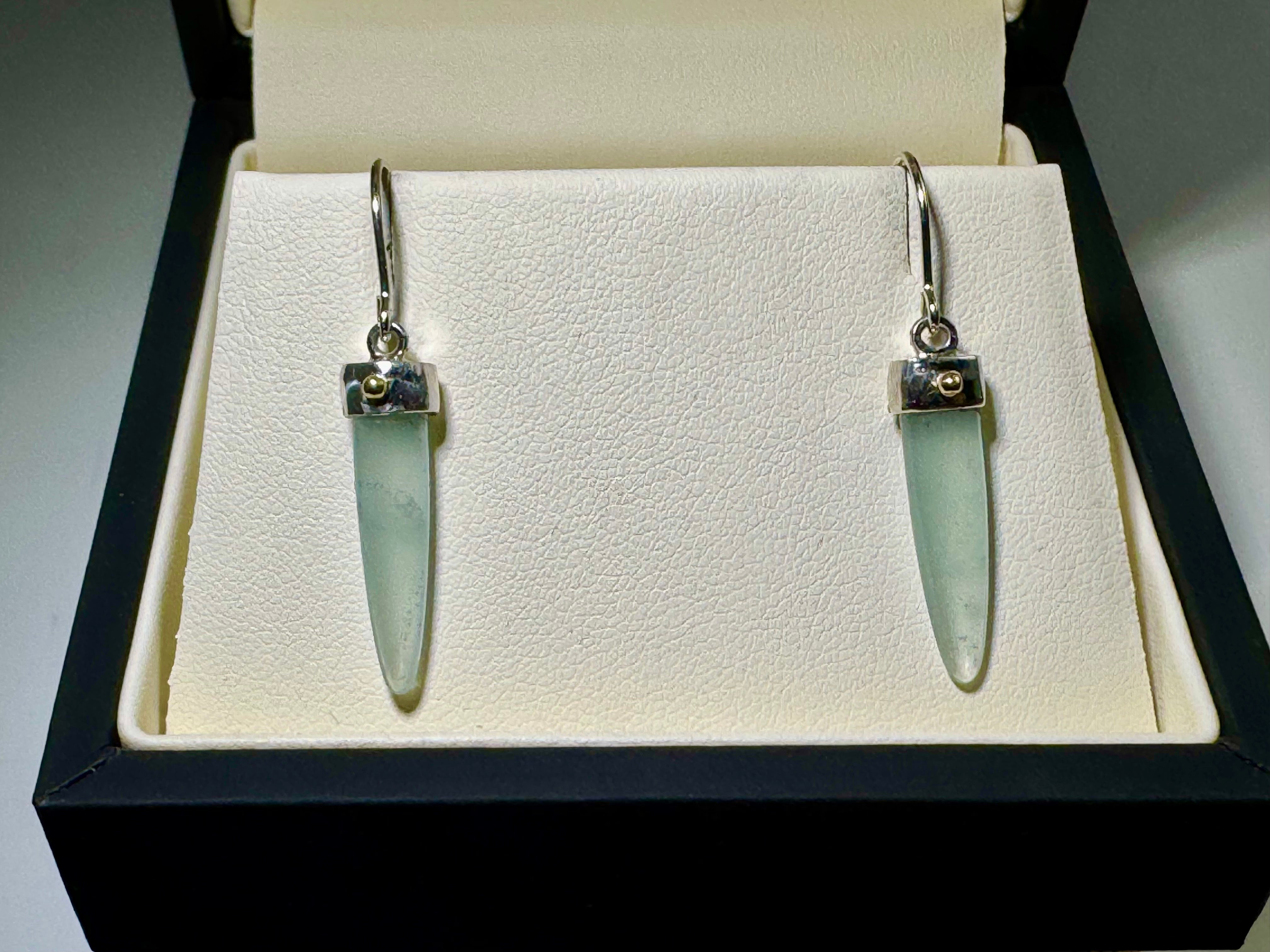 Aquamarine Tongue Two Tone Earrings