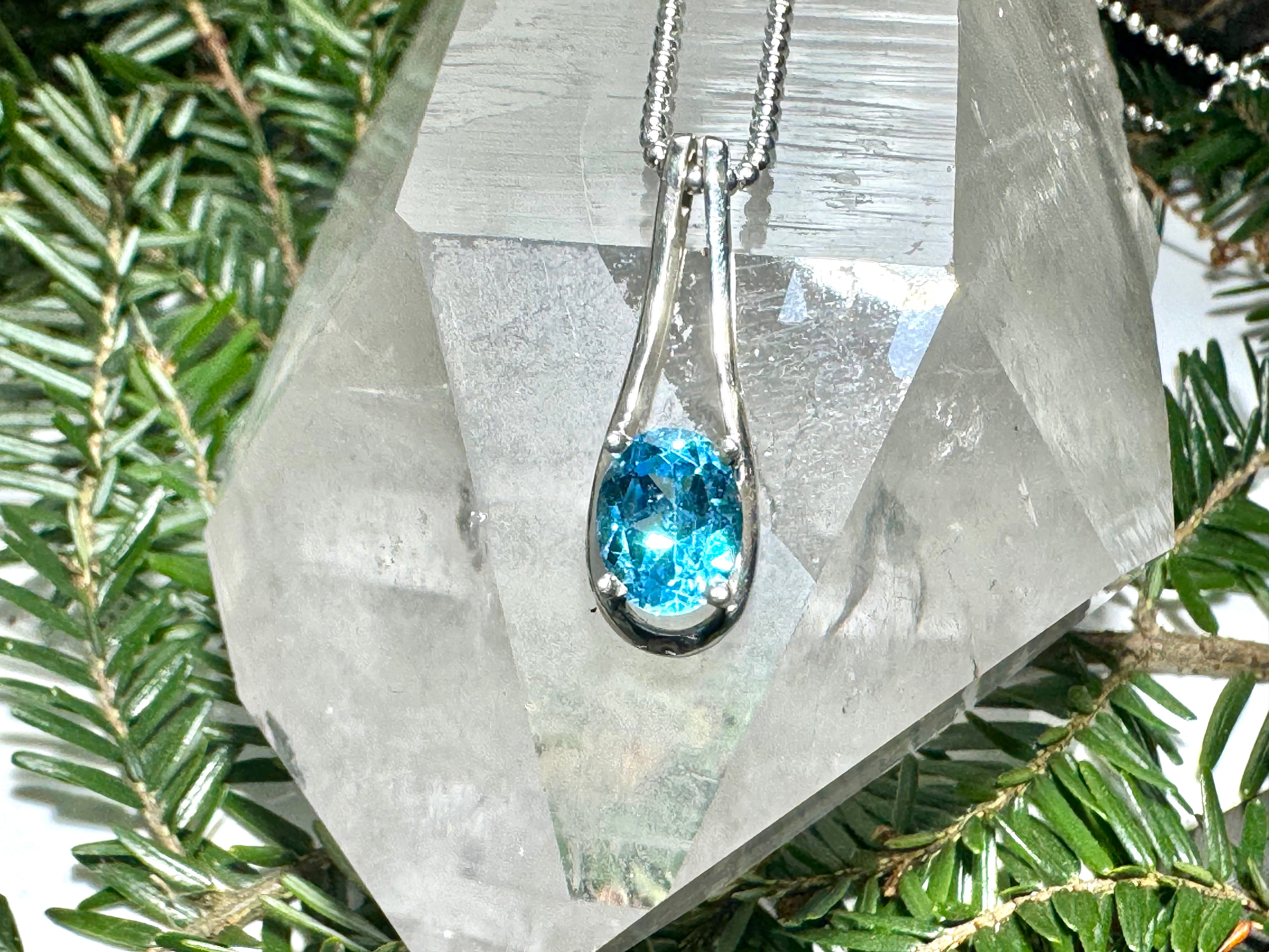 Blue Topaz Sterling Pendant