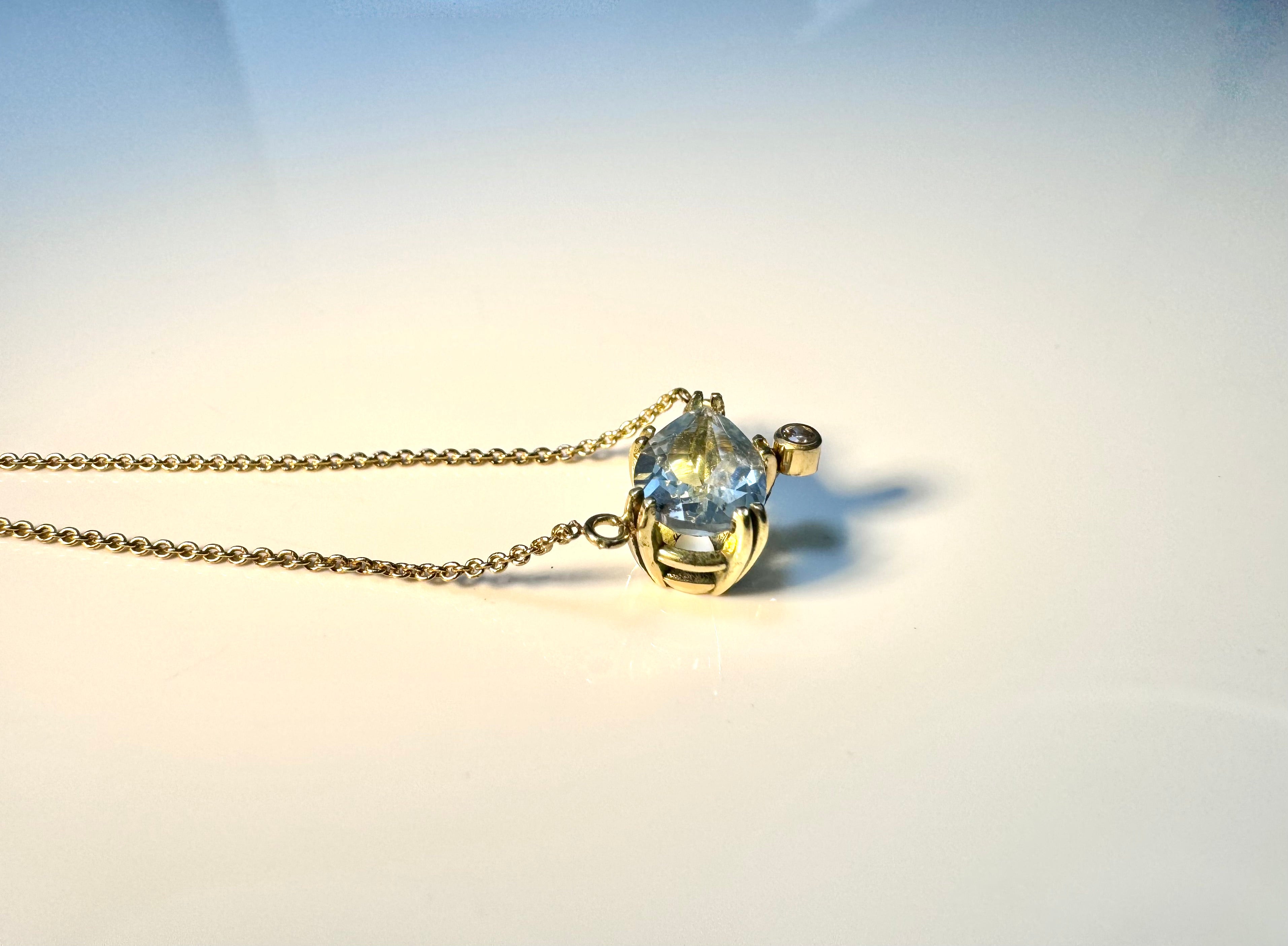 Aquamarine & Diamond 18k Necklace