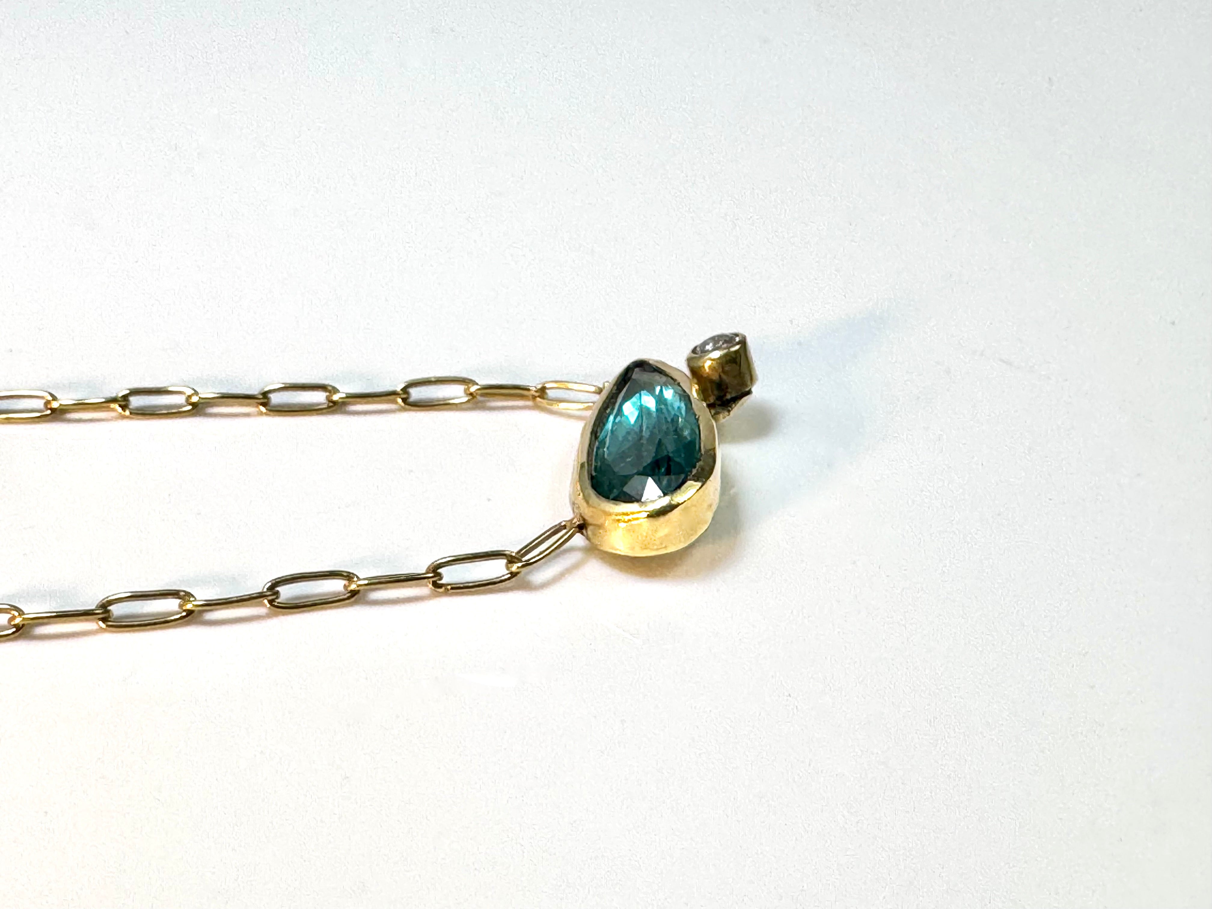 Green Tourmaline Diamond 18k Necklace
