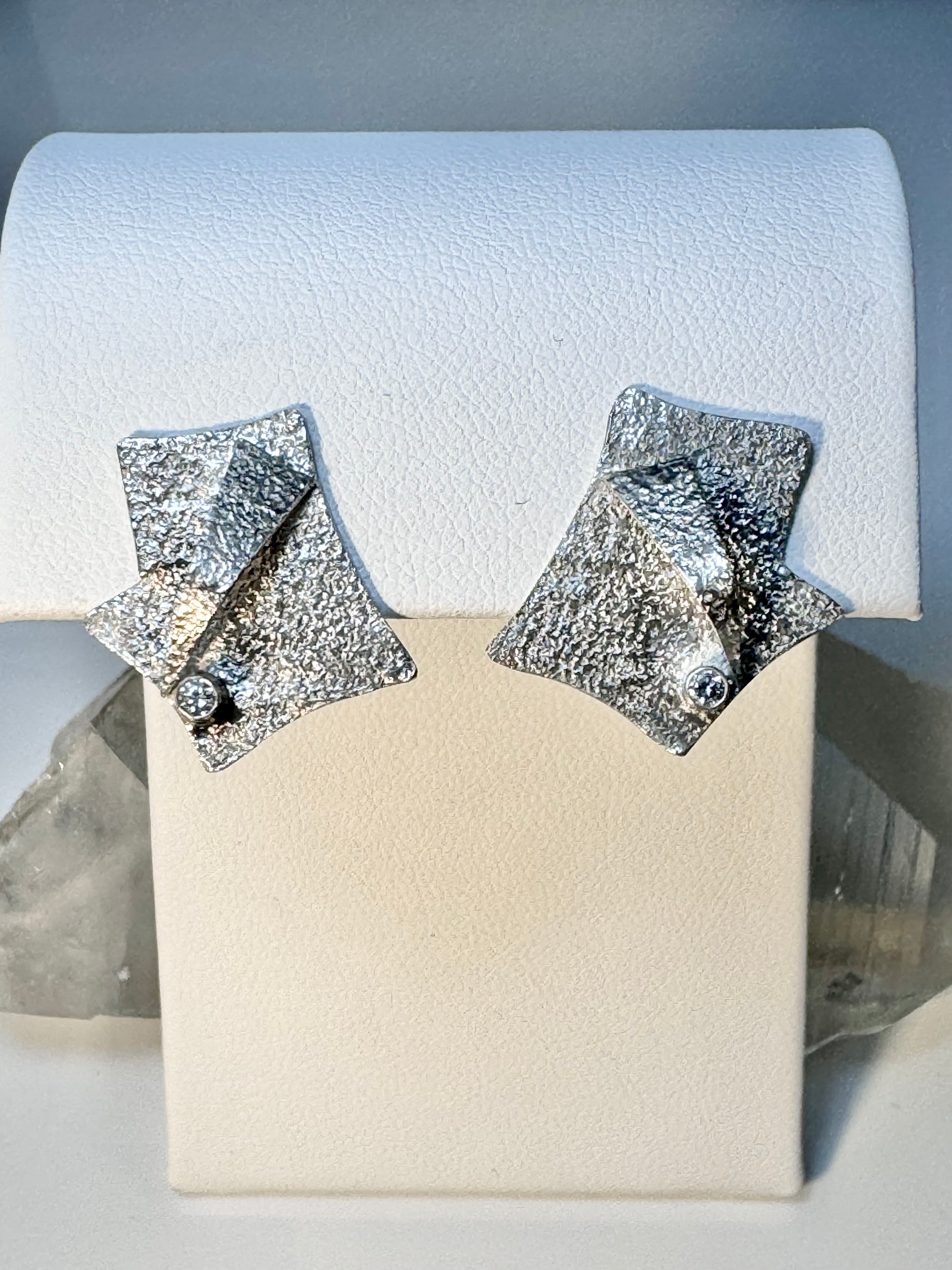 Diamond Texture Free Form Earrings