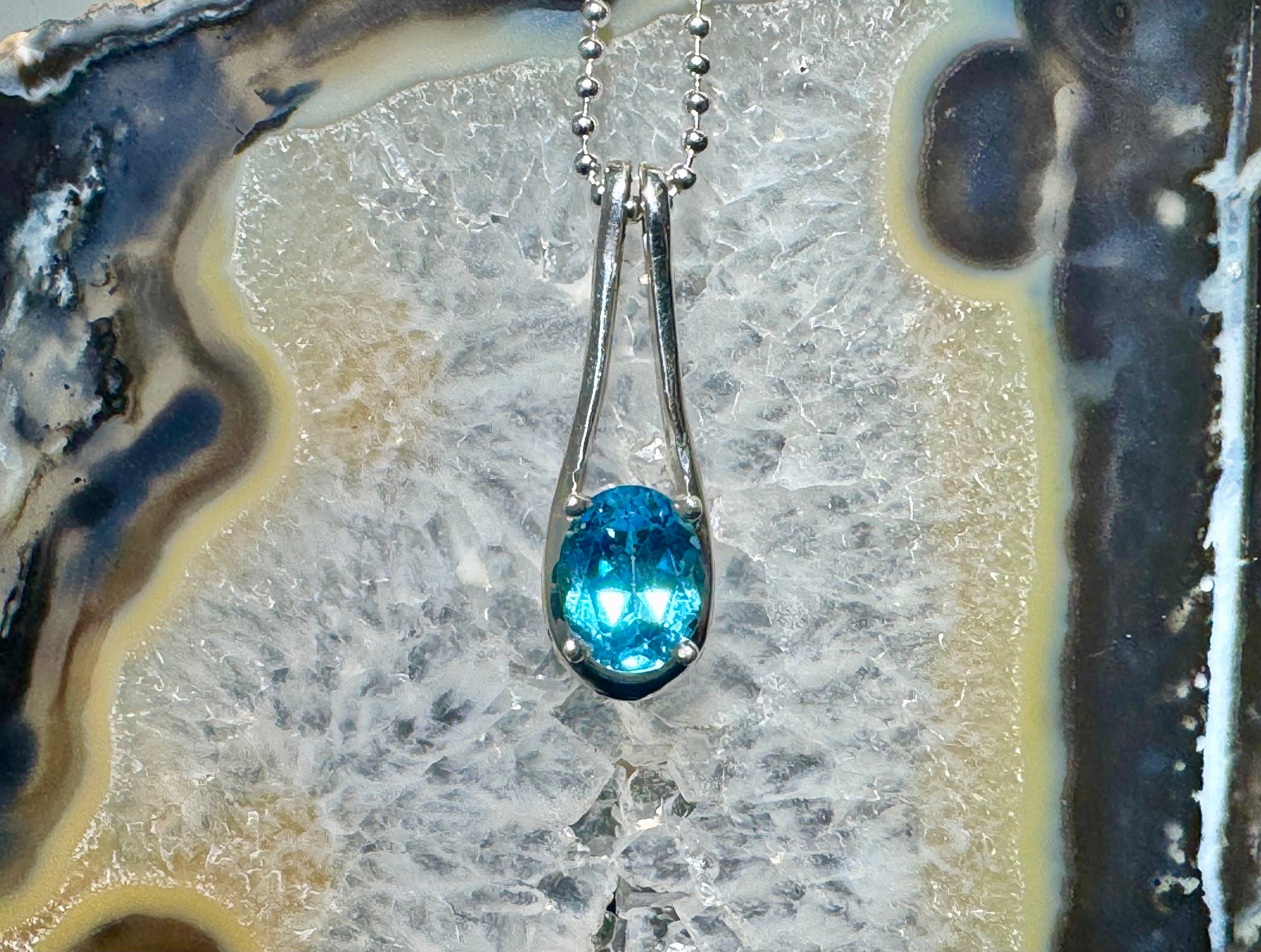 Blue Topaz Sterling Pendant