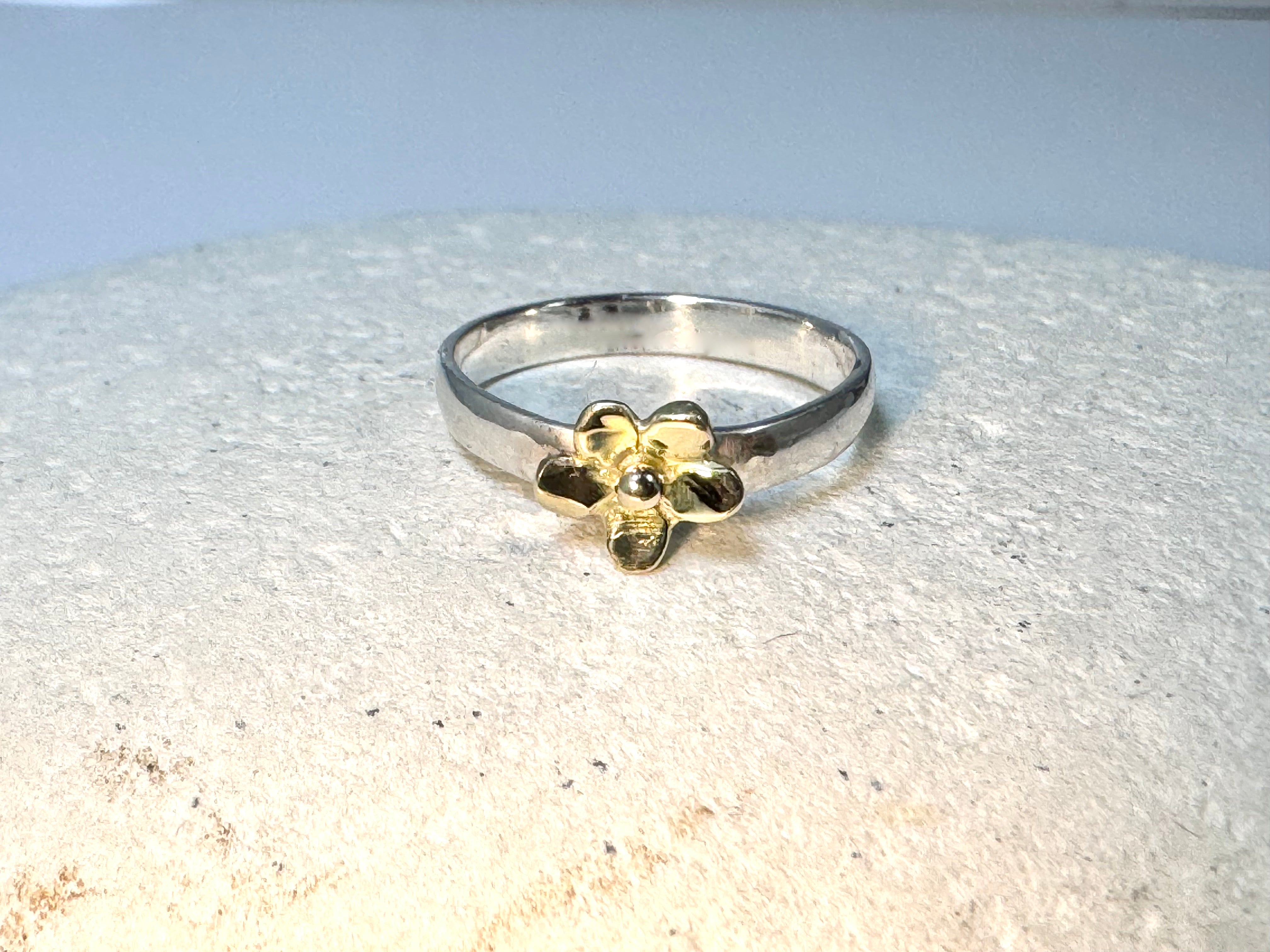 Flower Ring Sterling Silver & 14k
