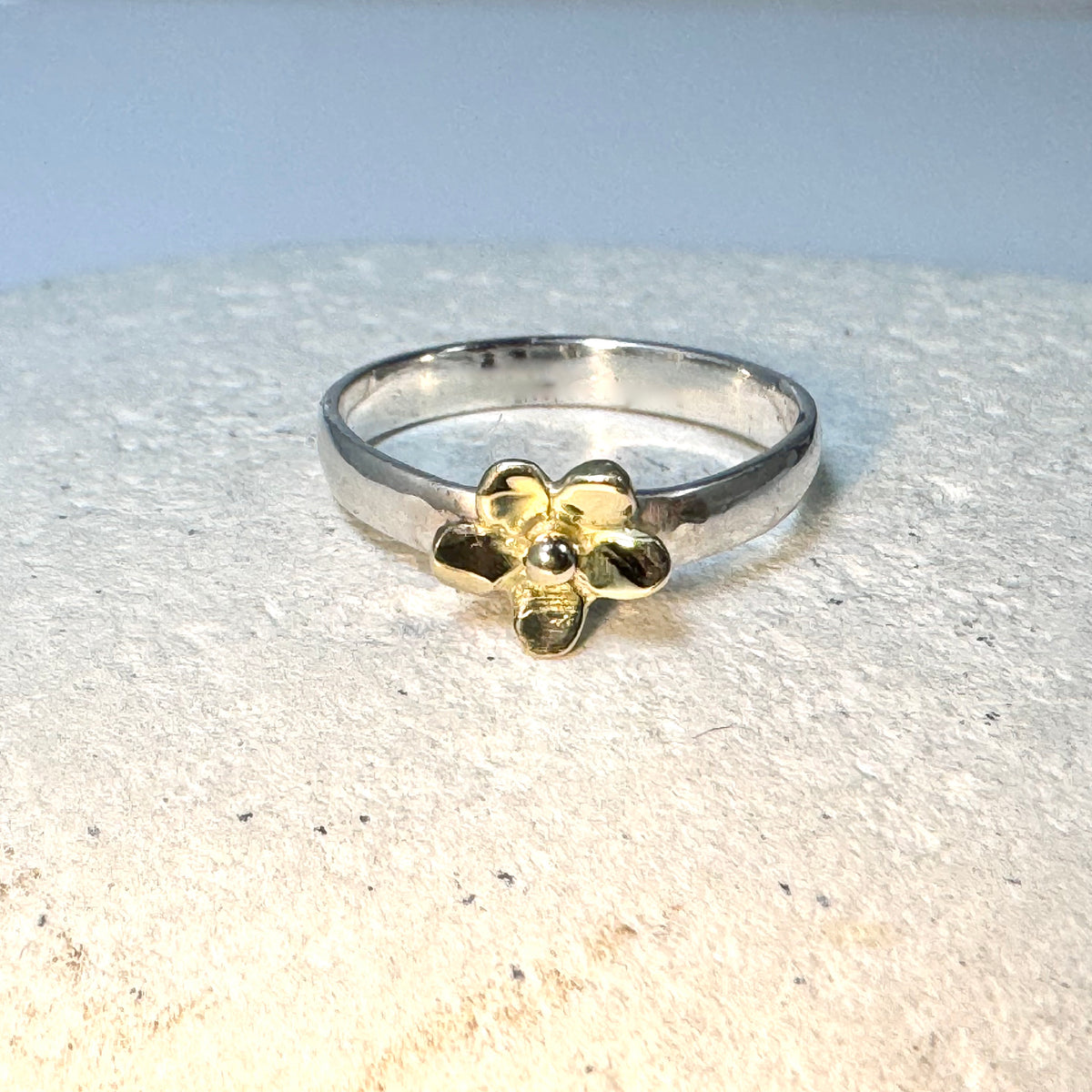 Flower Ring Sterling Silver & 14k