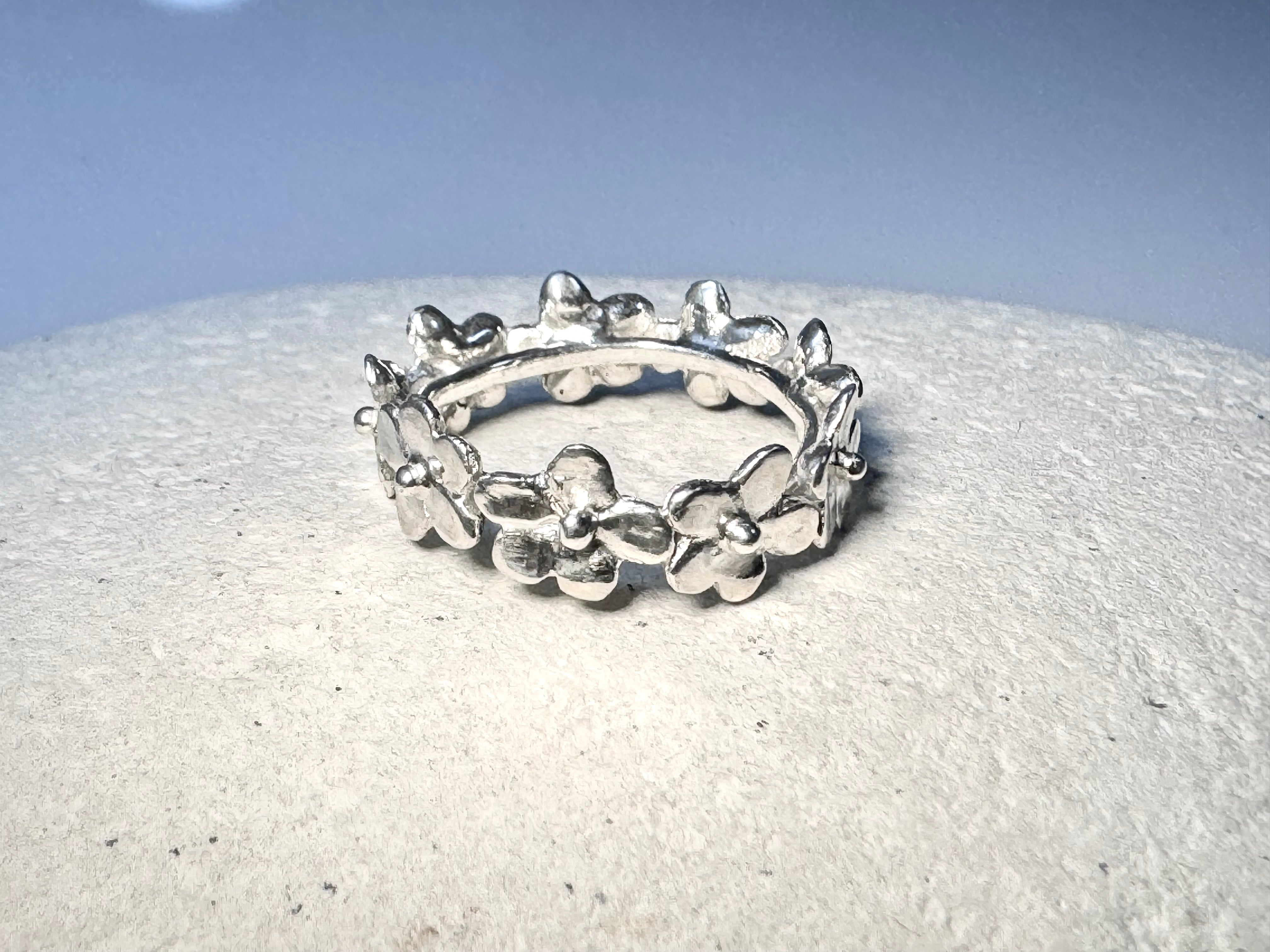 Flower Sterling Silver Band