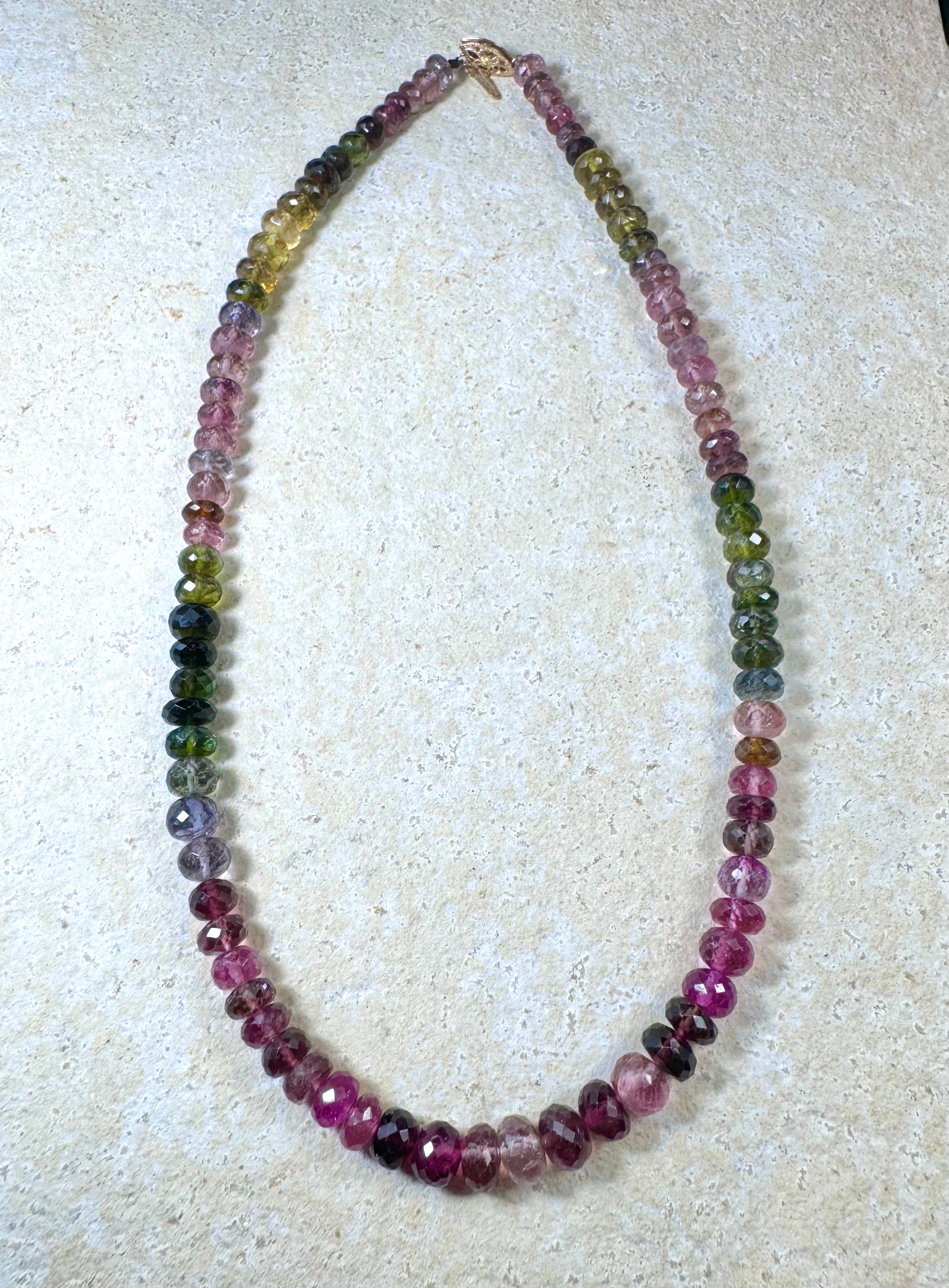 Tourmaline Multi Color 14k Bead Necklace