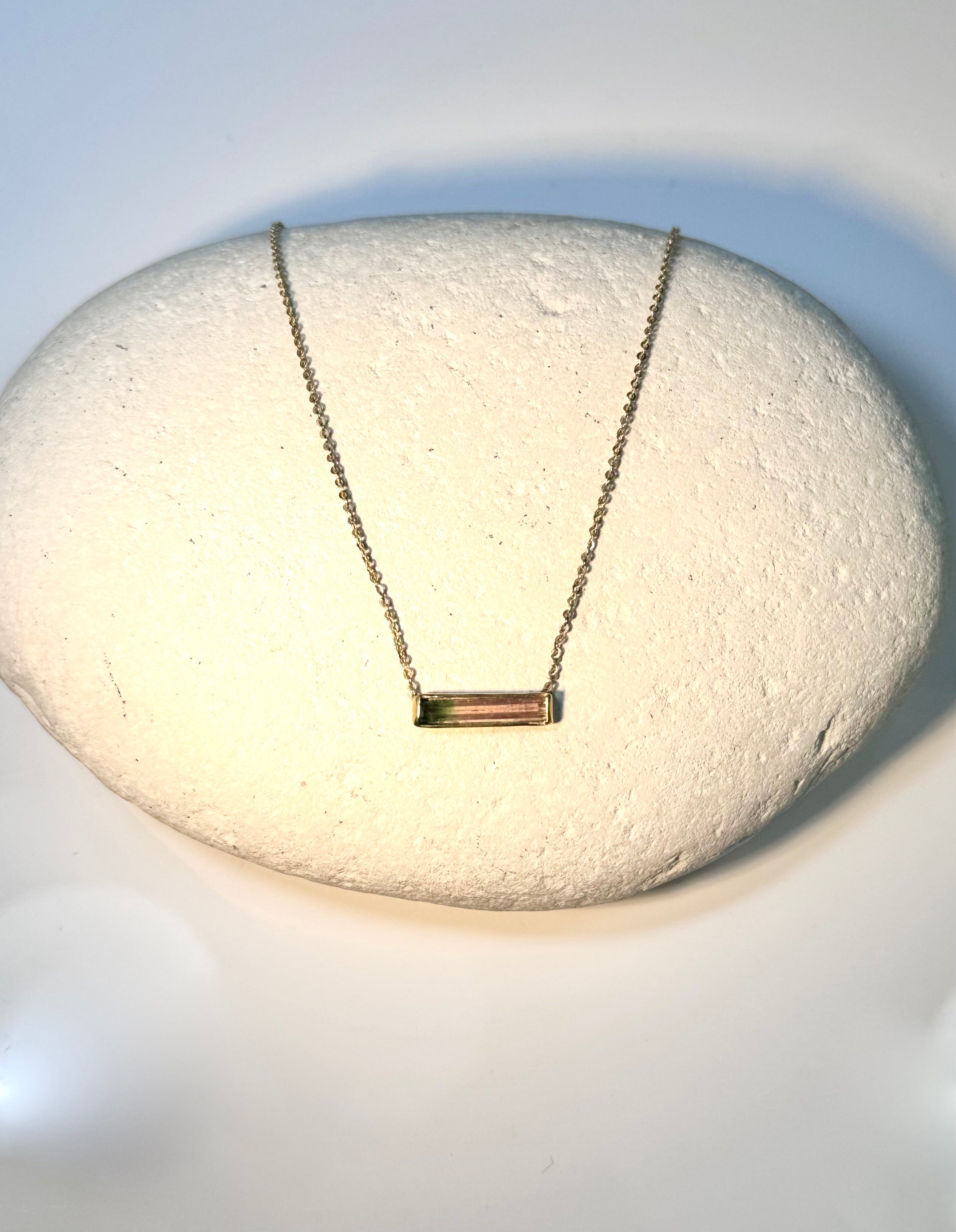 Tourmaline Emerald Cut 14k Neckalace