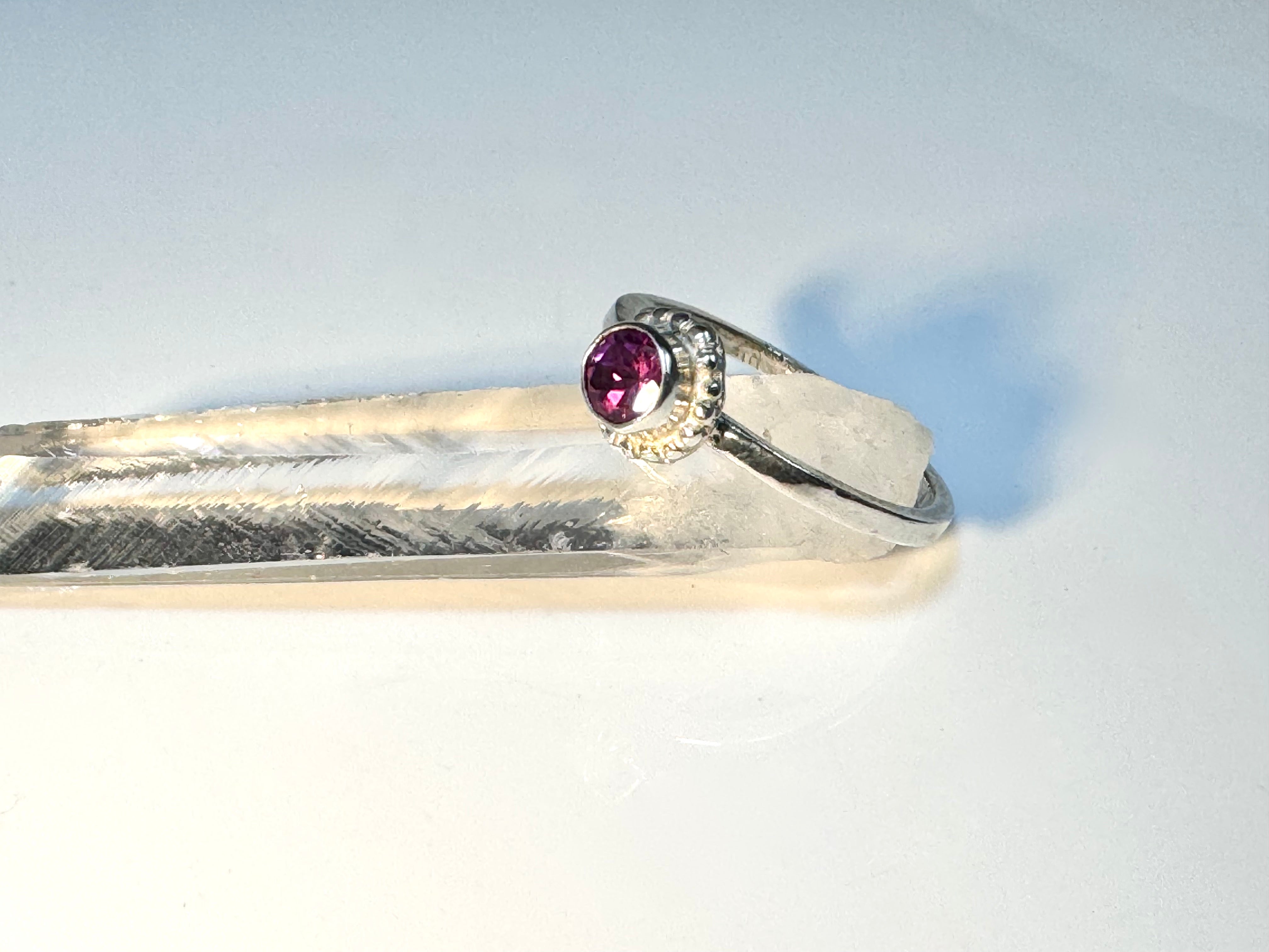 Pink Tourmaline Beaded Sterling Ring