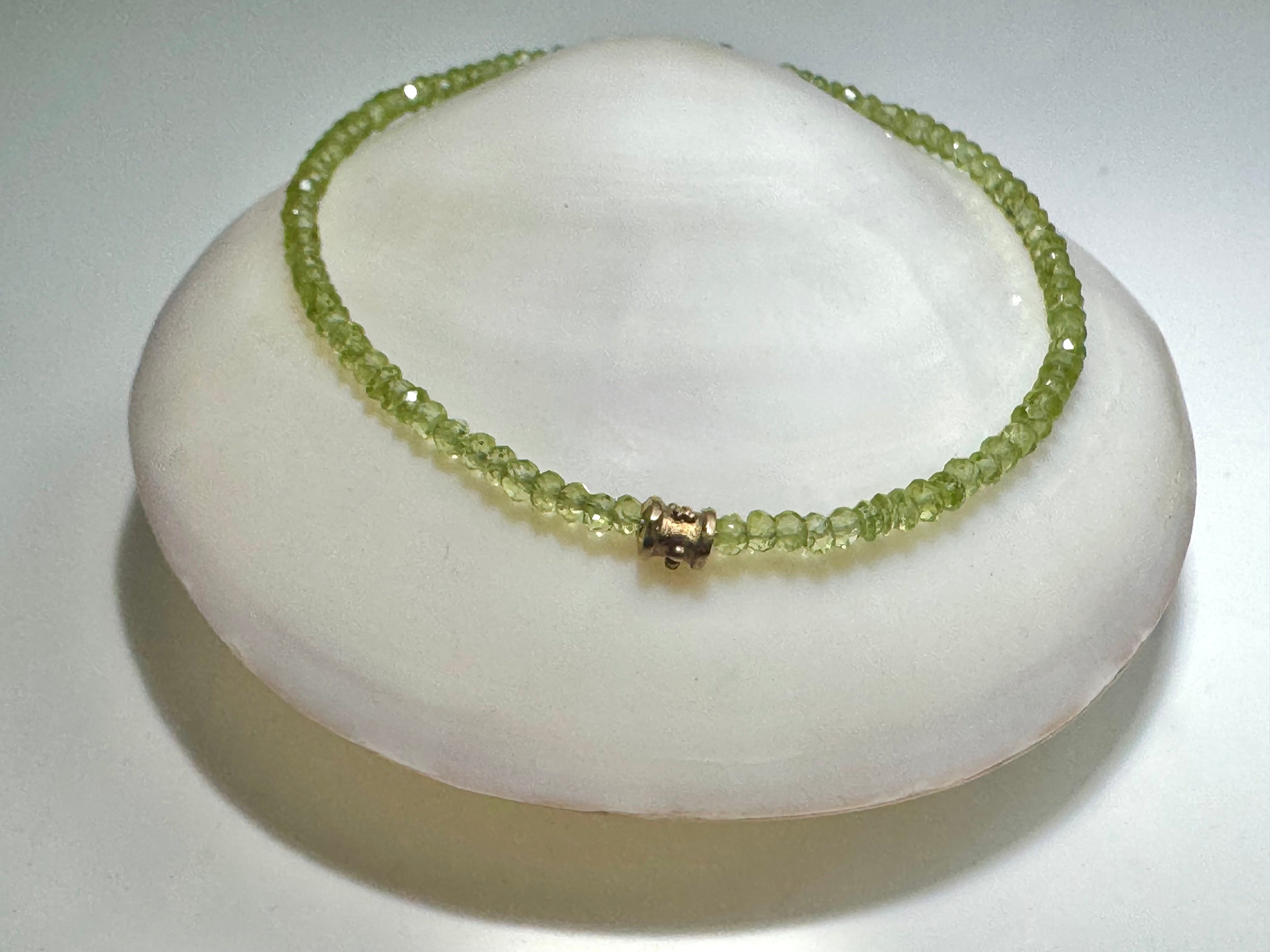Peridot 2mm With 14k Rondelle Bracelet