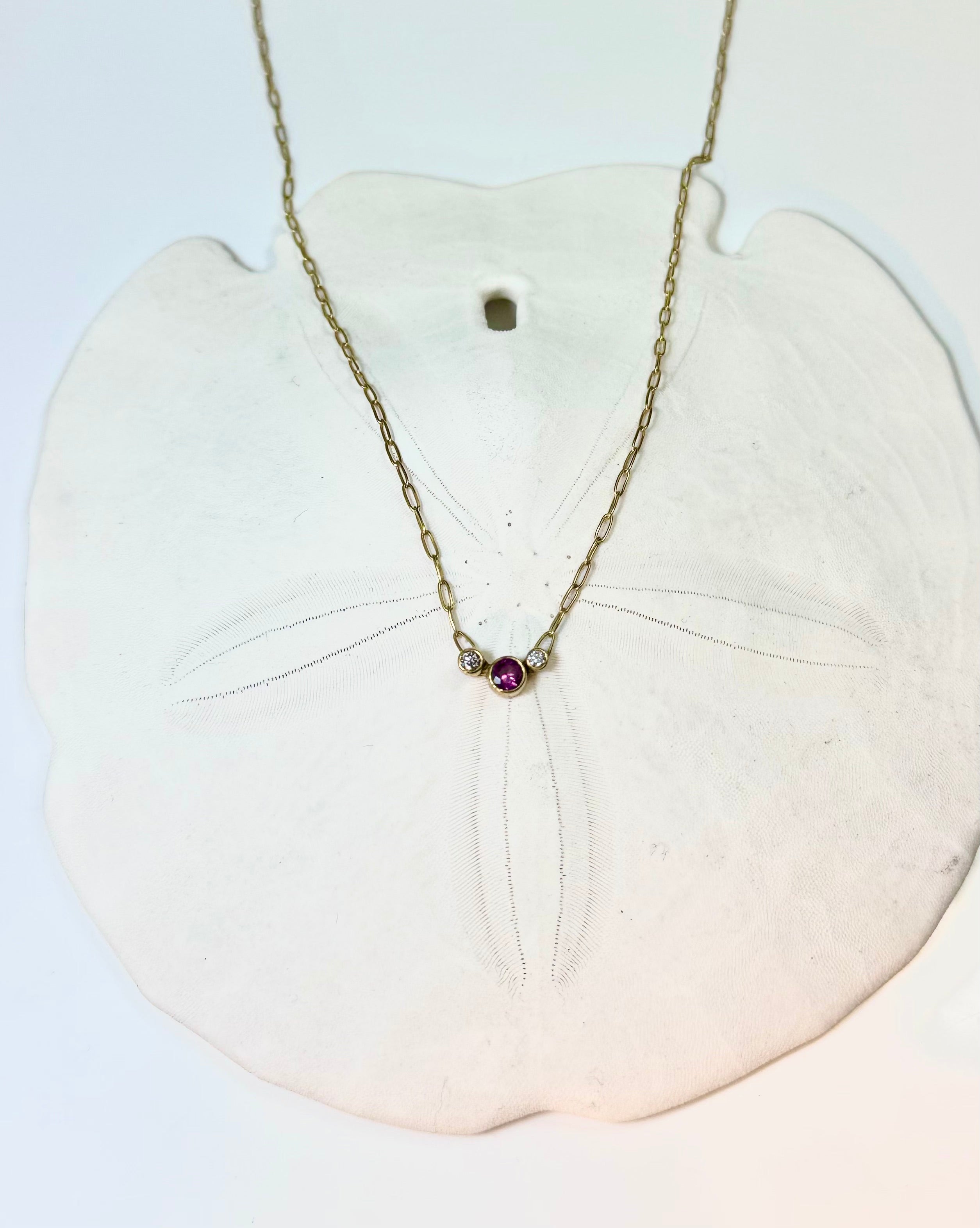 Pink Tourmaline Diamond 18k Necklace
