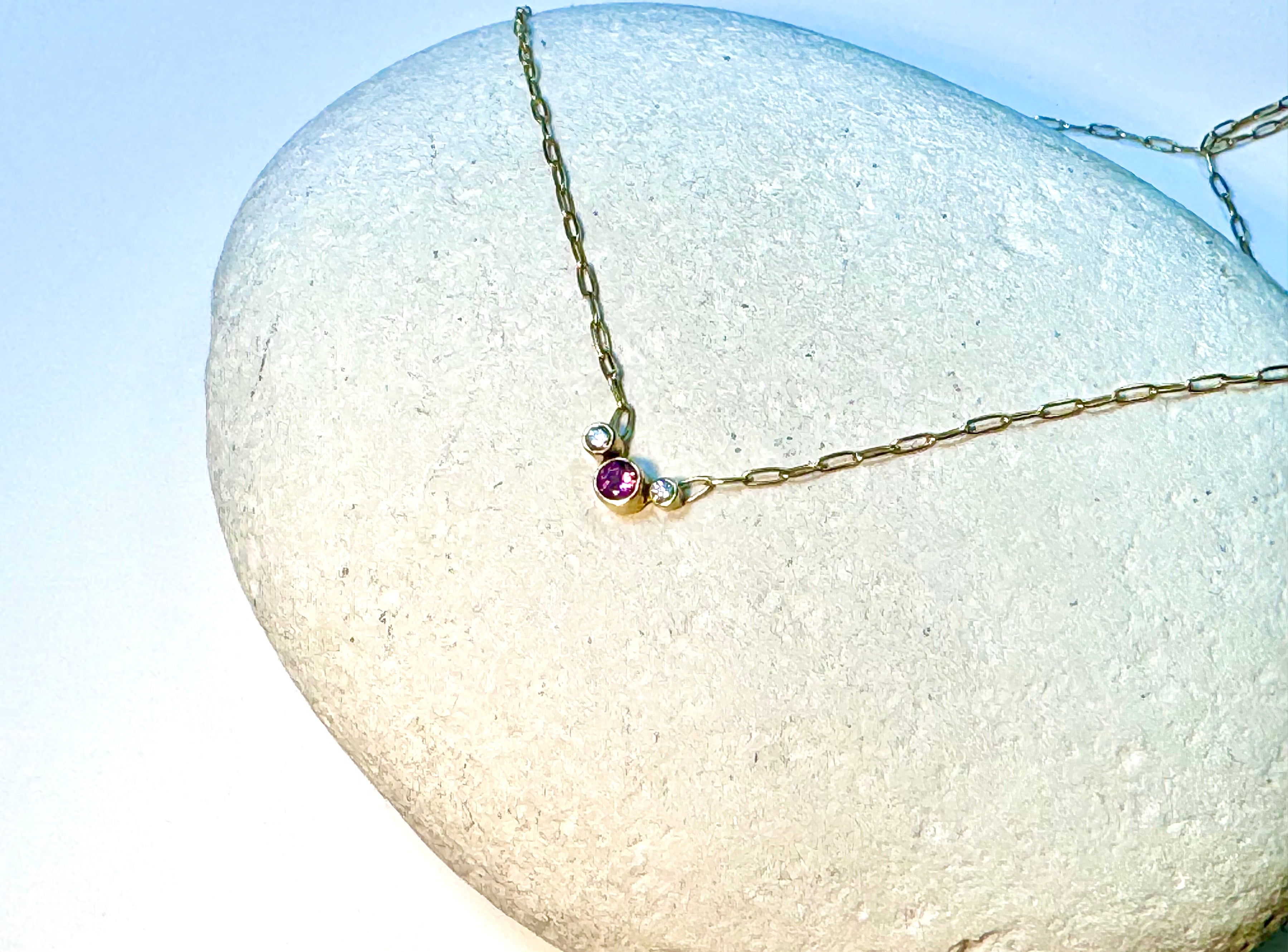 Pink Tourmaline Diamond 18k Necklace
