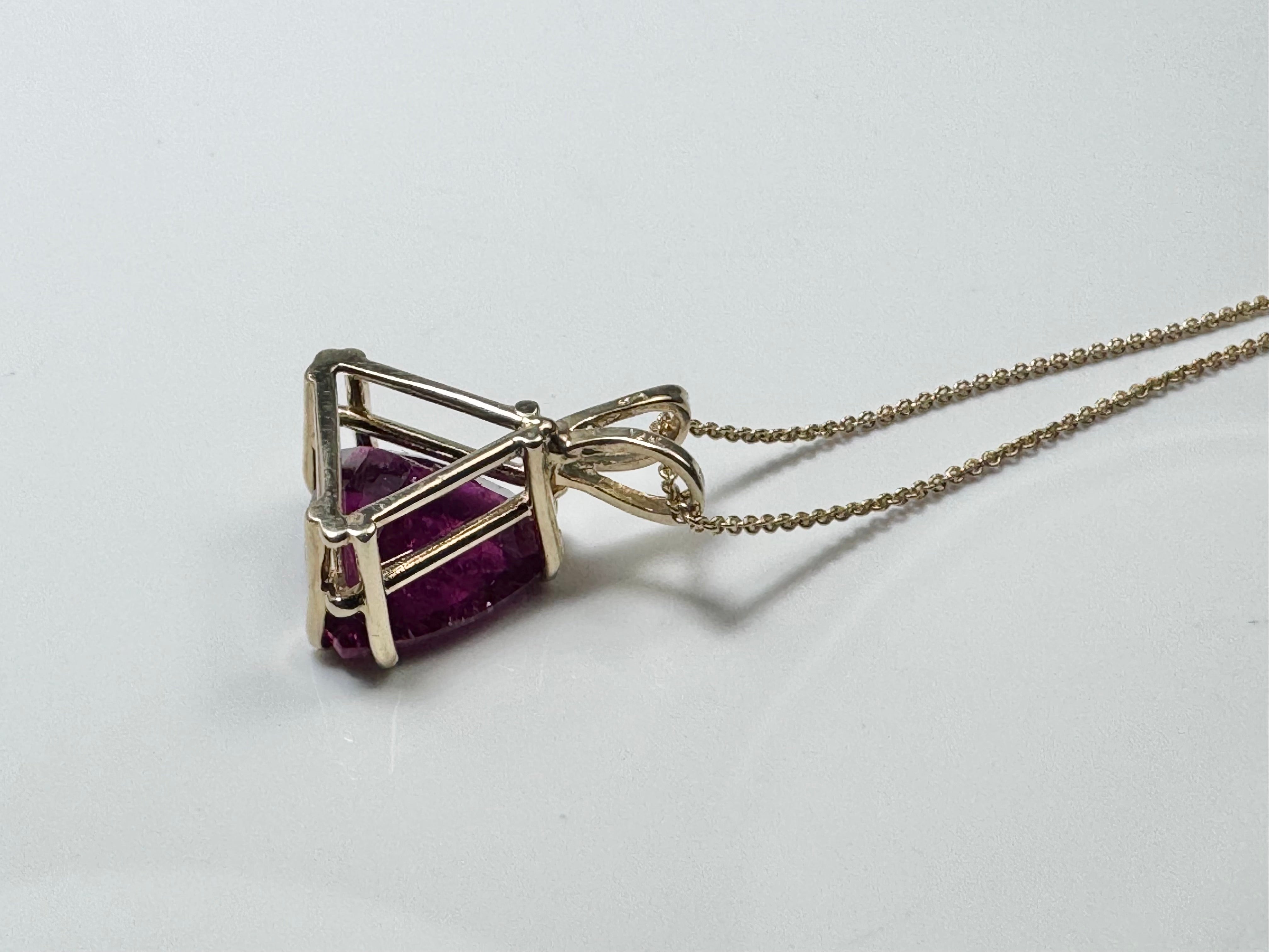 Rubillite Tourmaline Trillion 14k Pendant