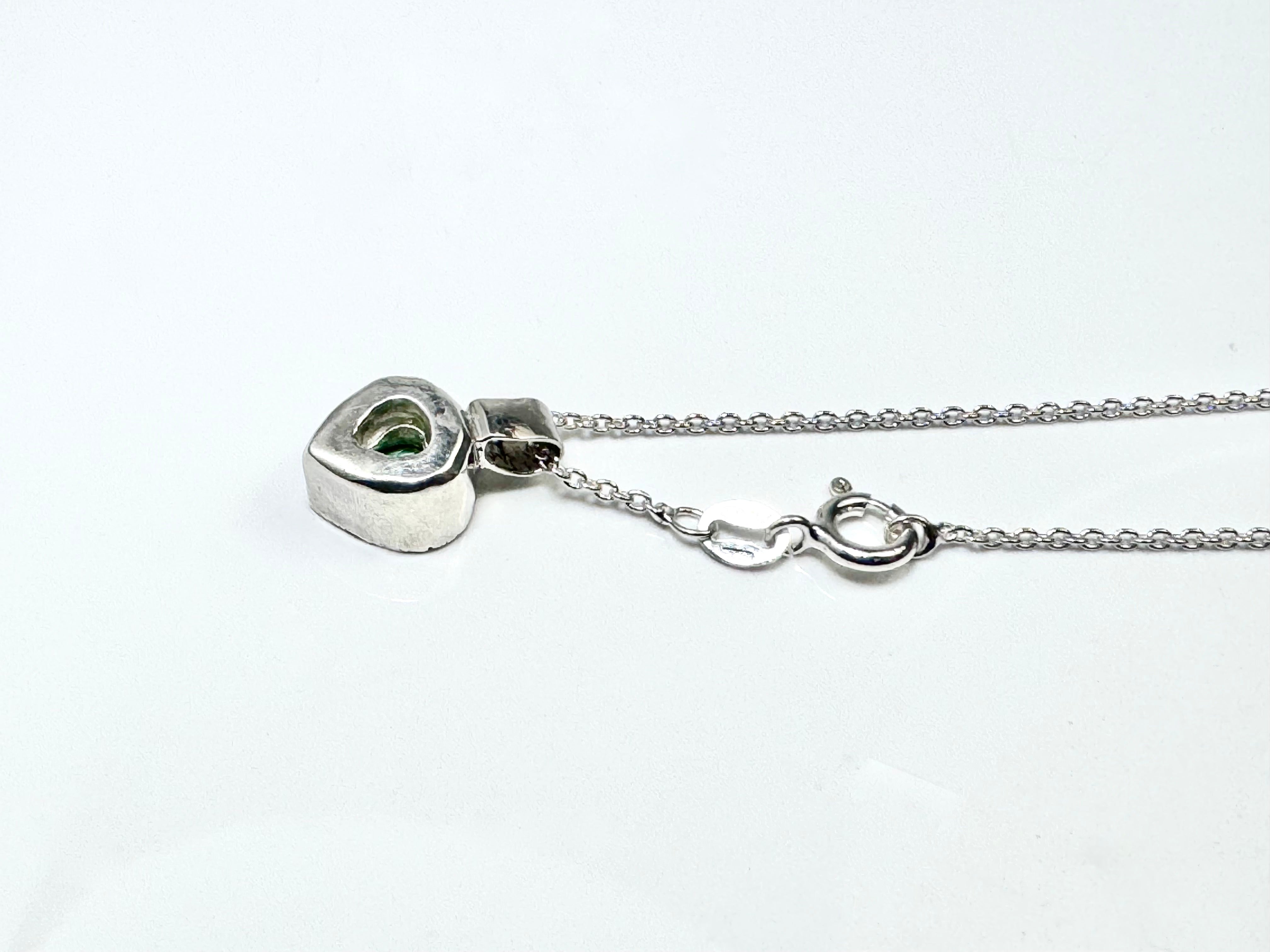 Mint Green Tourmaline Pear Slash Sterling Pendant