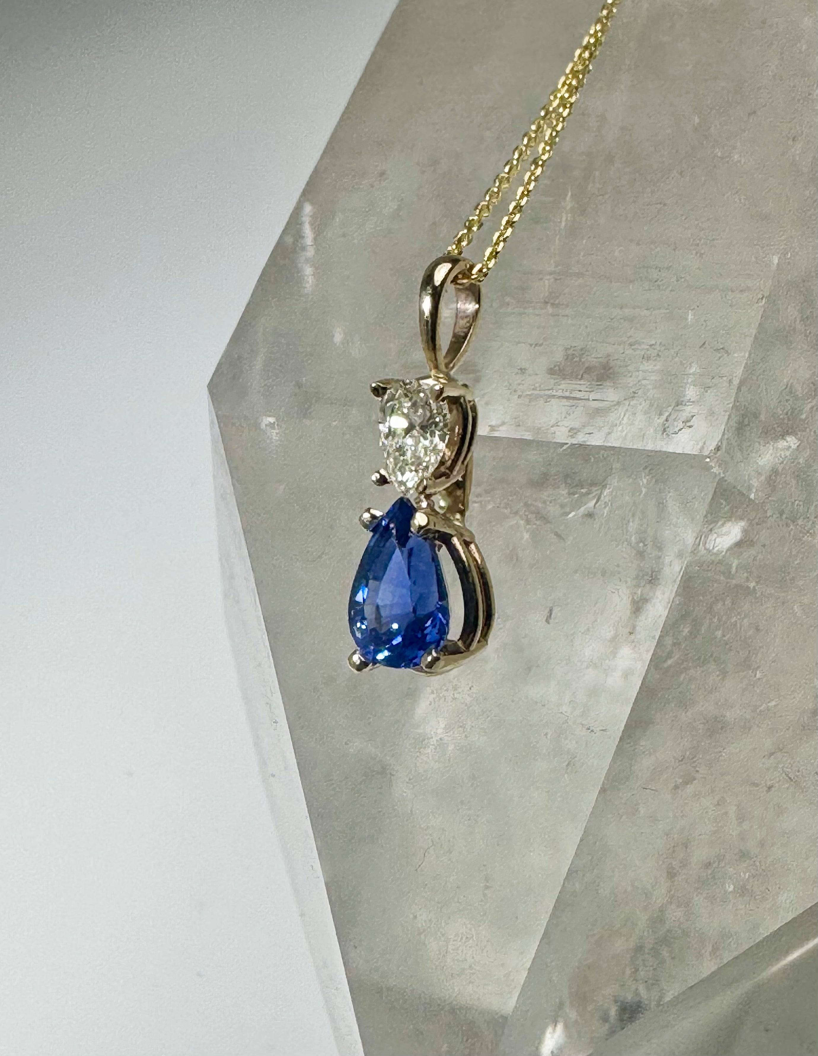 Sapphire & Diamond 14k Pendant