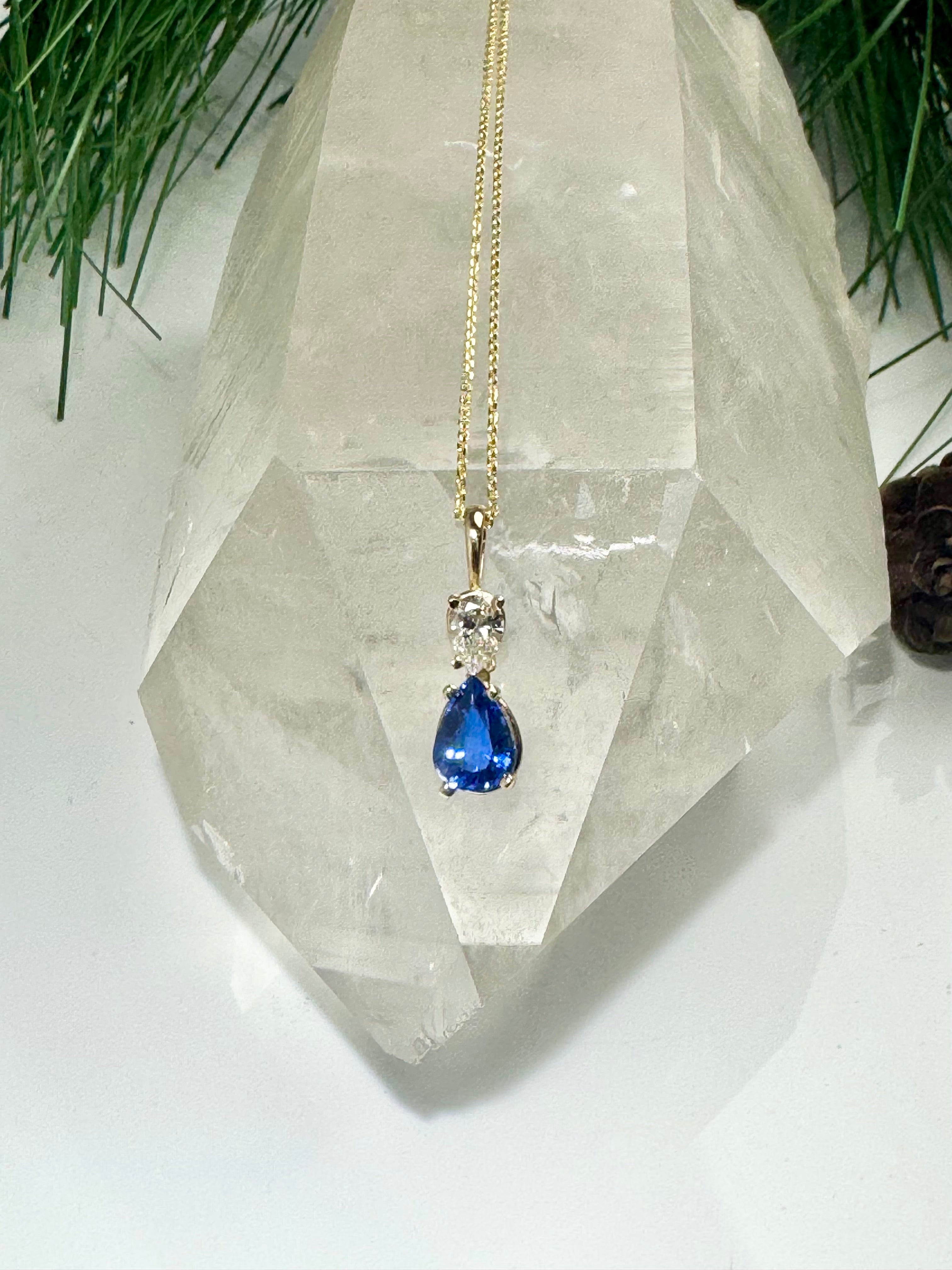 Sapphire & Diamond 14k Pendant