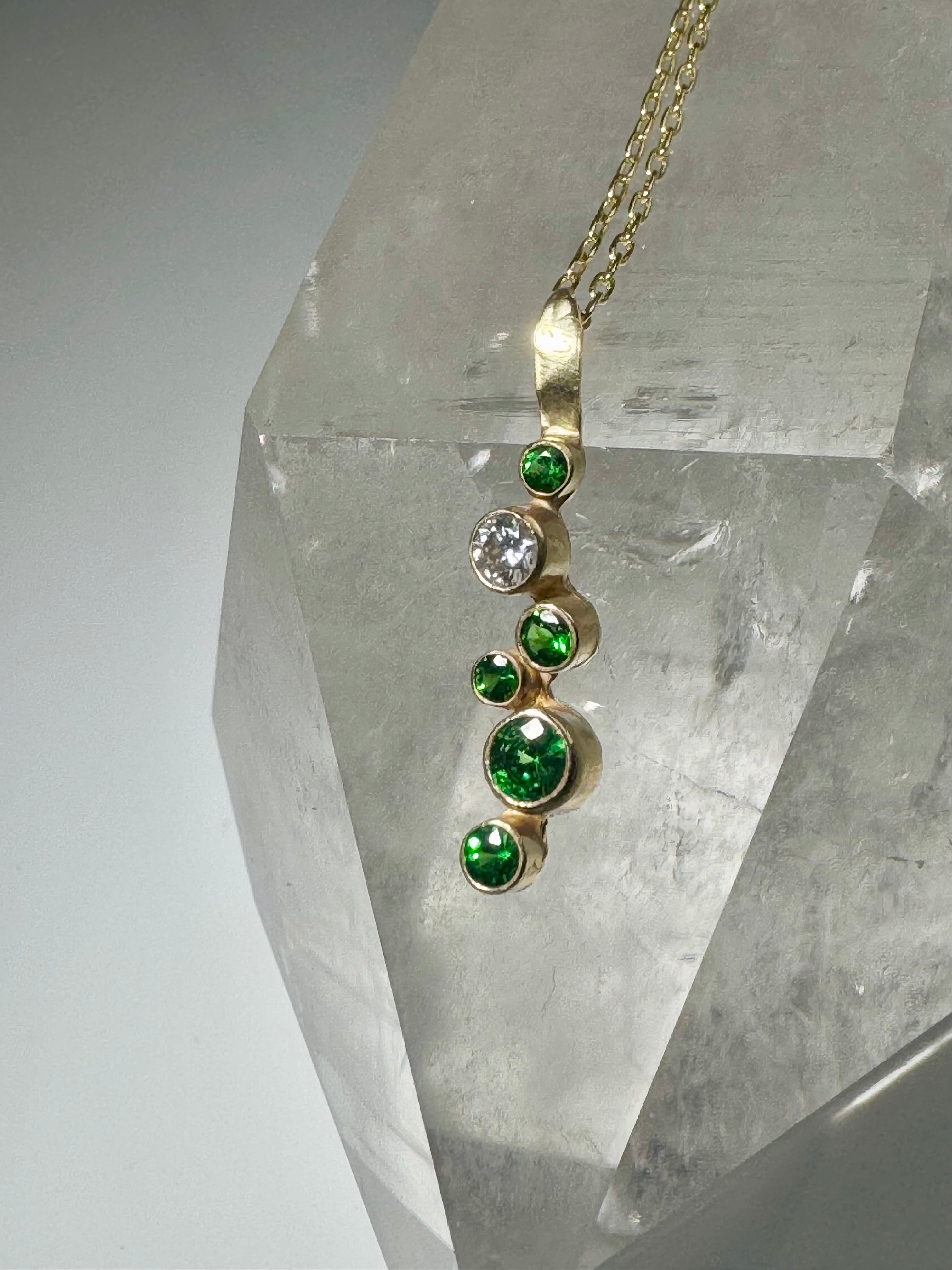 Tsavorite & Diamond 14k Pendant