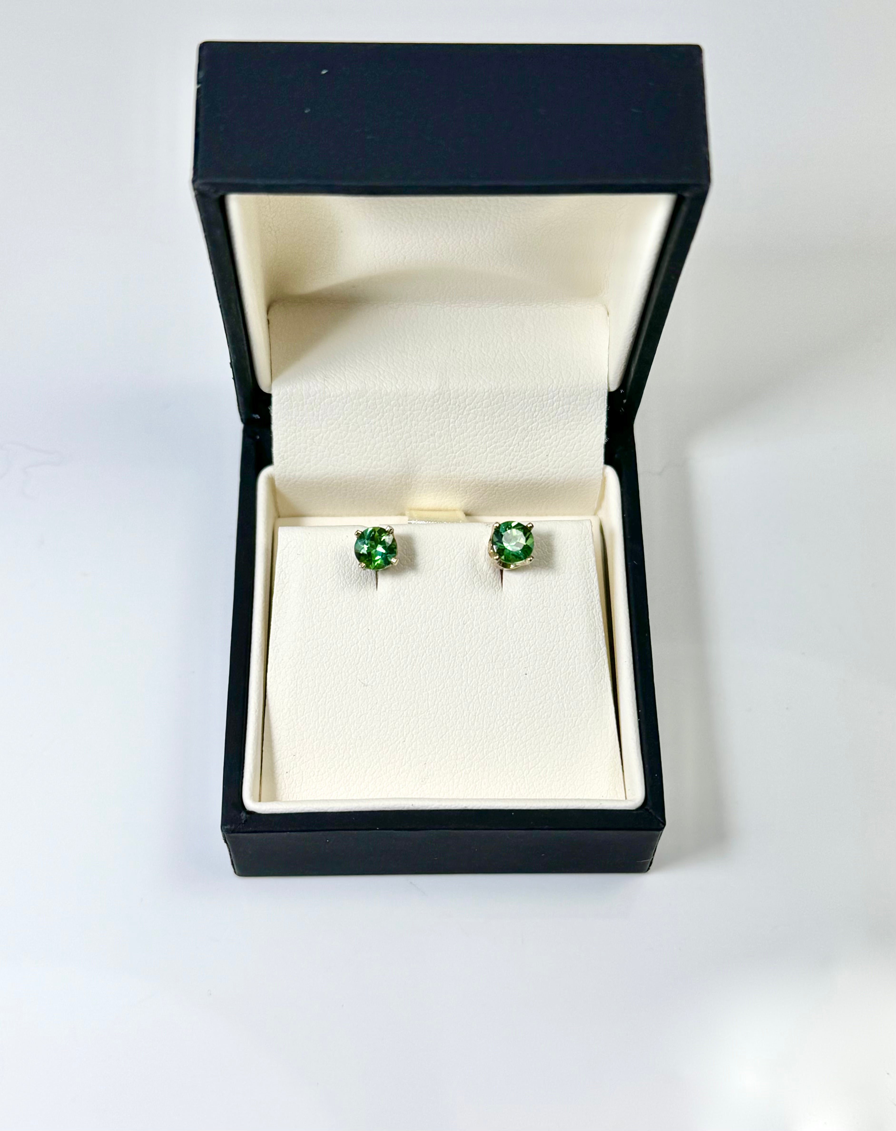 Green Tourmaline 14k Studs