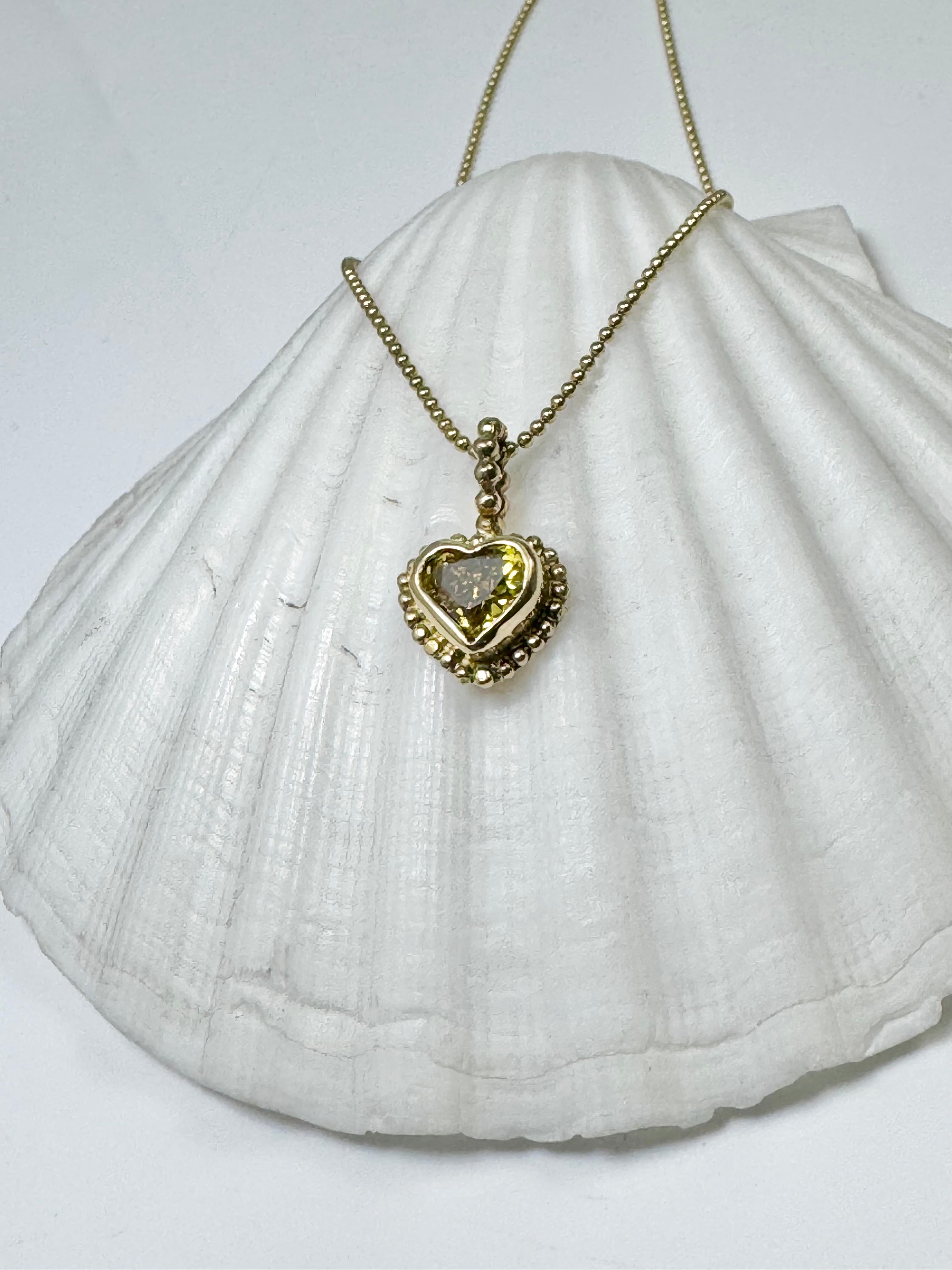 Yellow Diamond Heart 18k Pendant