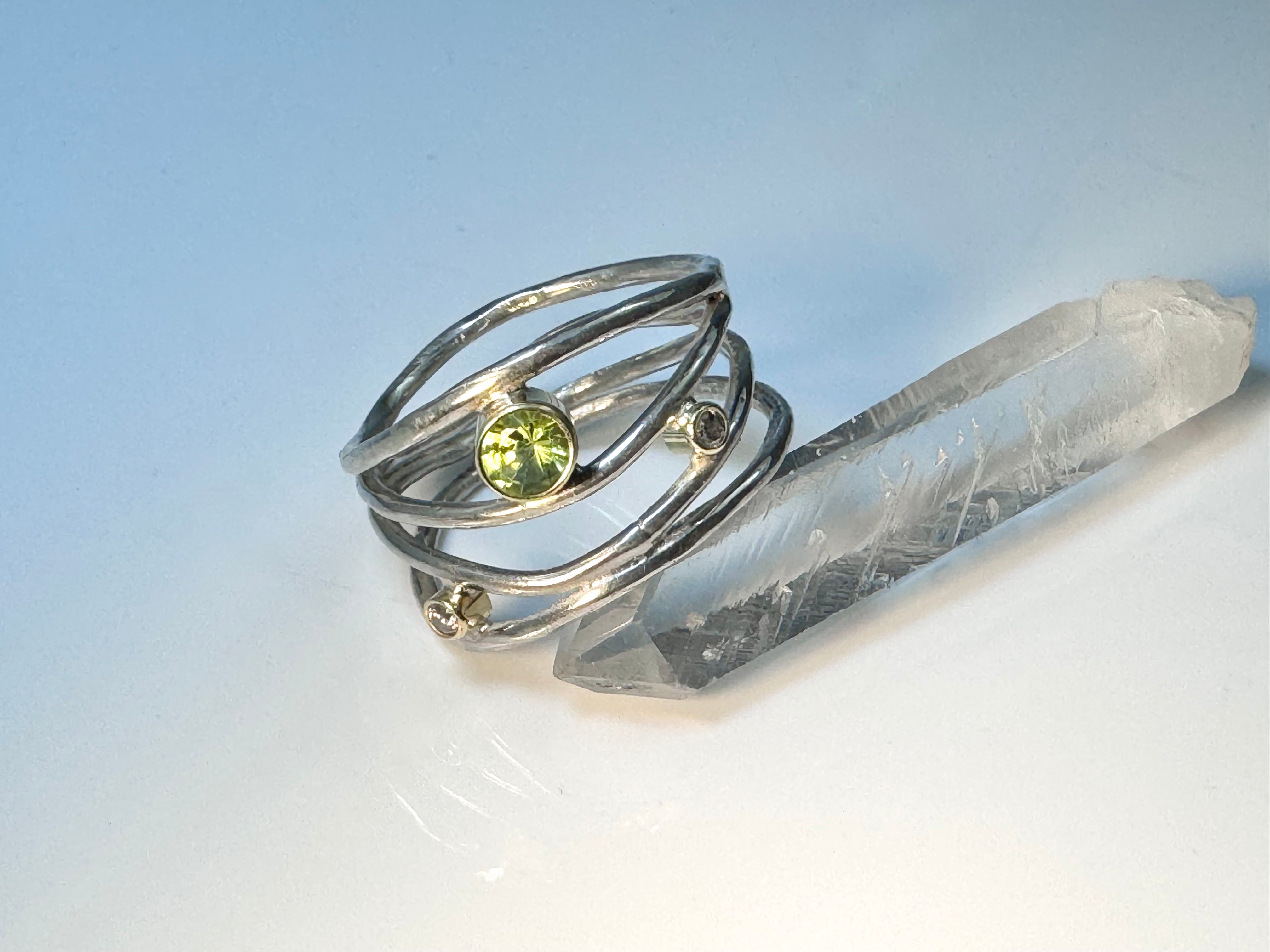 Arizona Peridot & Diamond Wire Ring